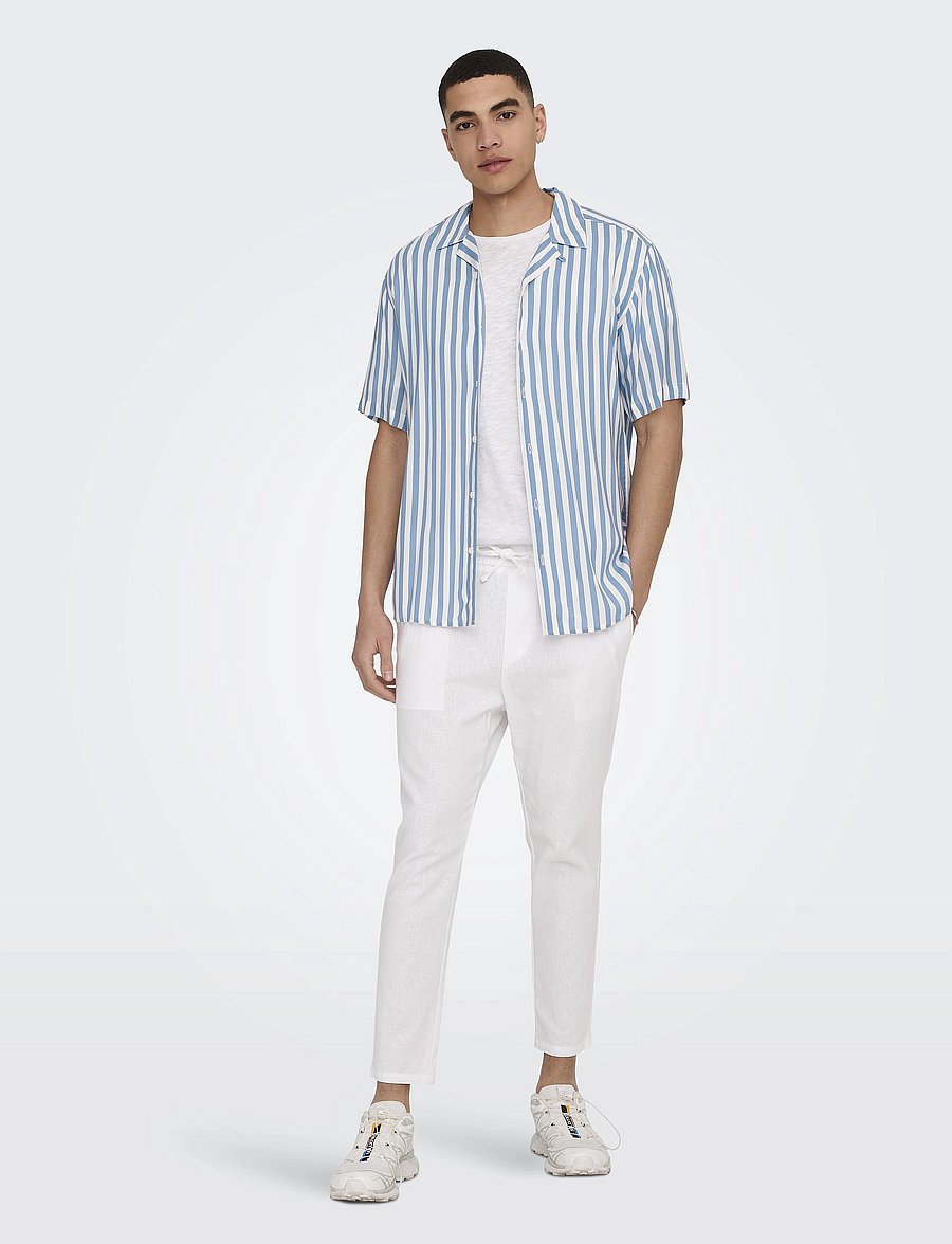 ONLY & SONS - ONSLINUS CROP 0007 COT LIN PNT NOOS - leinenhosen - bright white - 4
