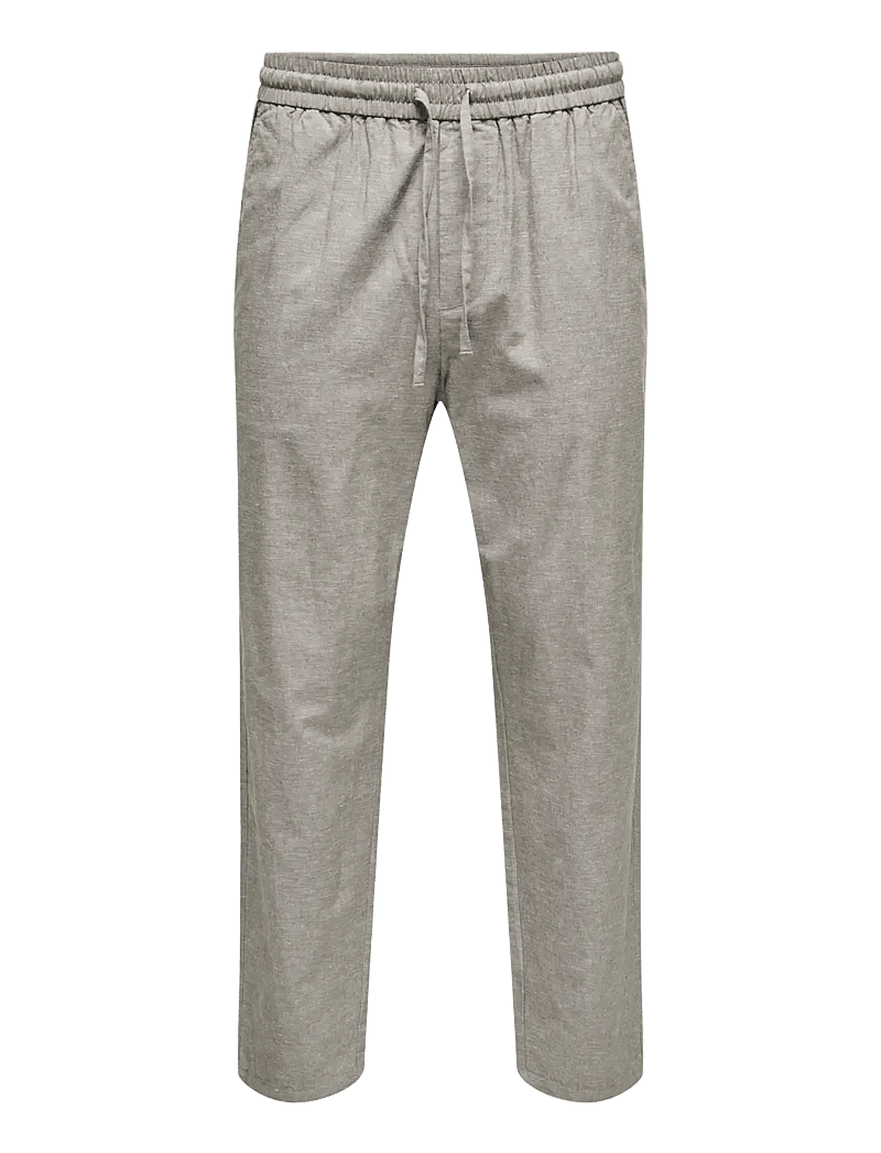 ONLY & SONS - ONSLINUS CROP 0007 COT LIN PNT NOOS - leinenhosen - bungee cord - 1