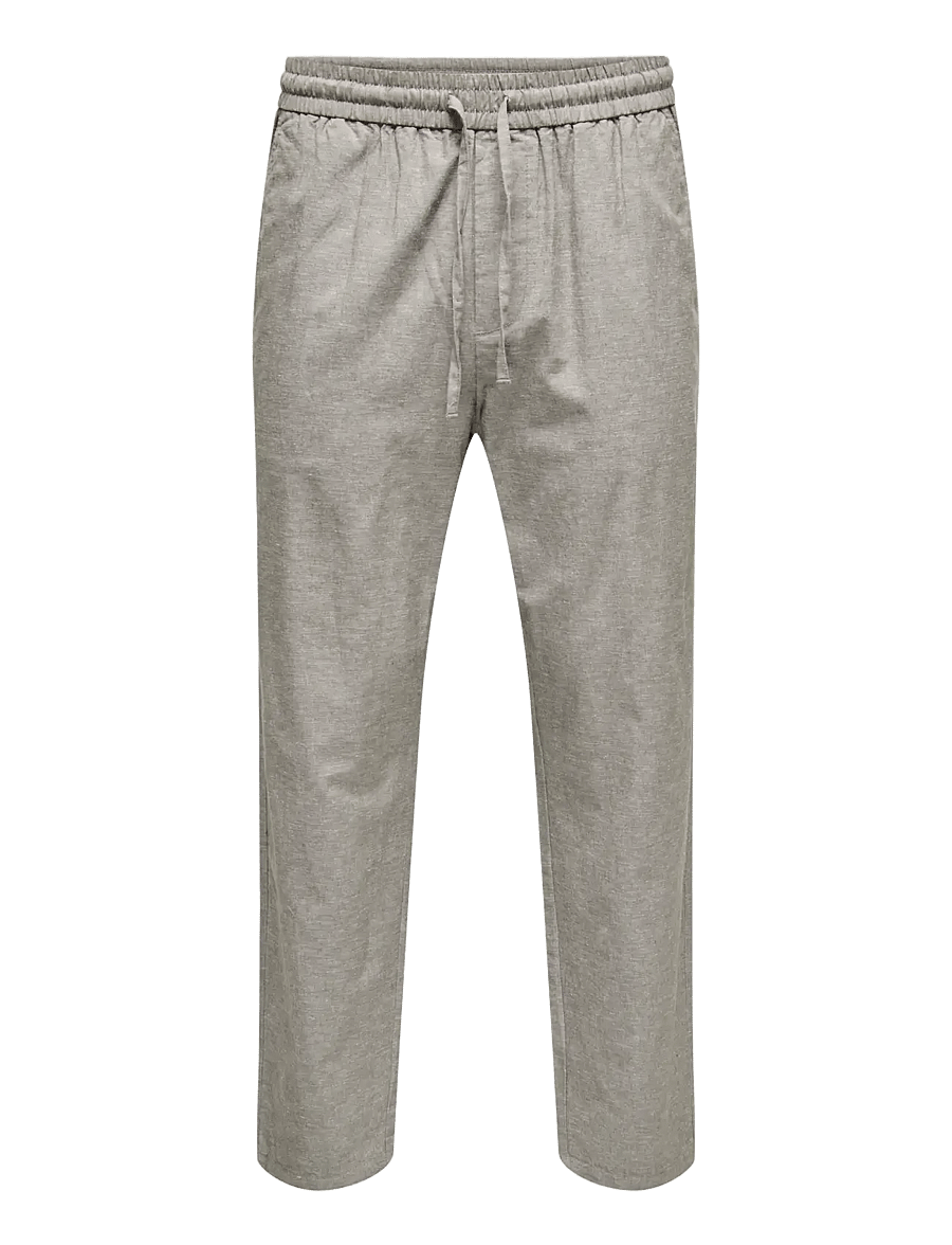 ONLY & SONS - ONSLINUS CROP 0007 COT LIN PNT NOOS - pantalons en lin - bungee cord - 1