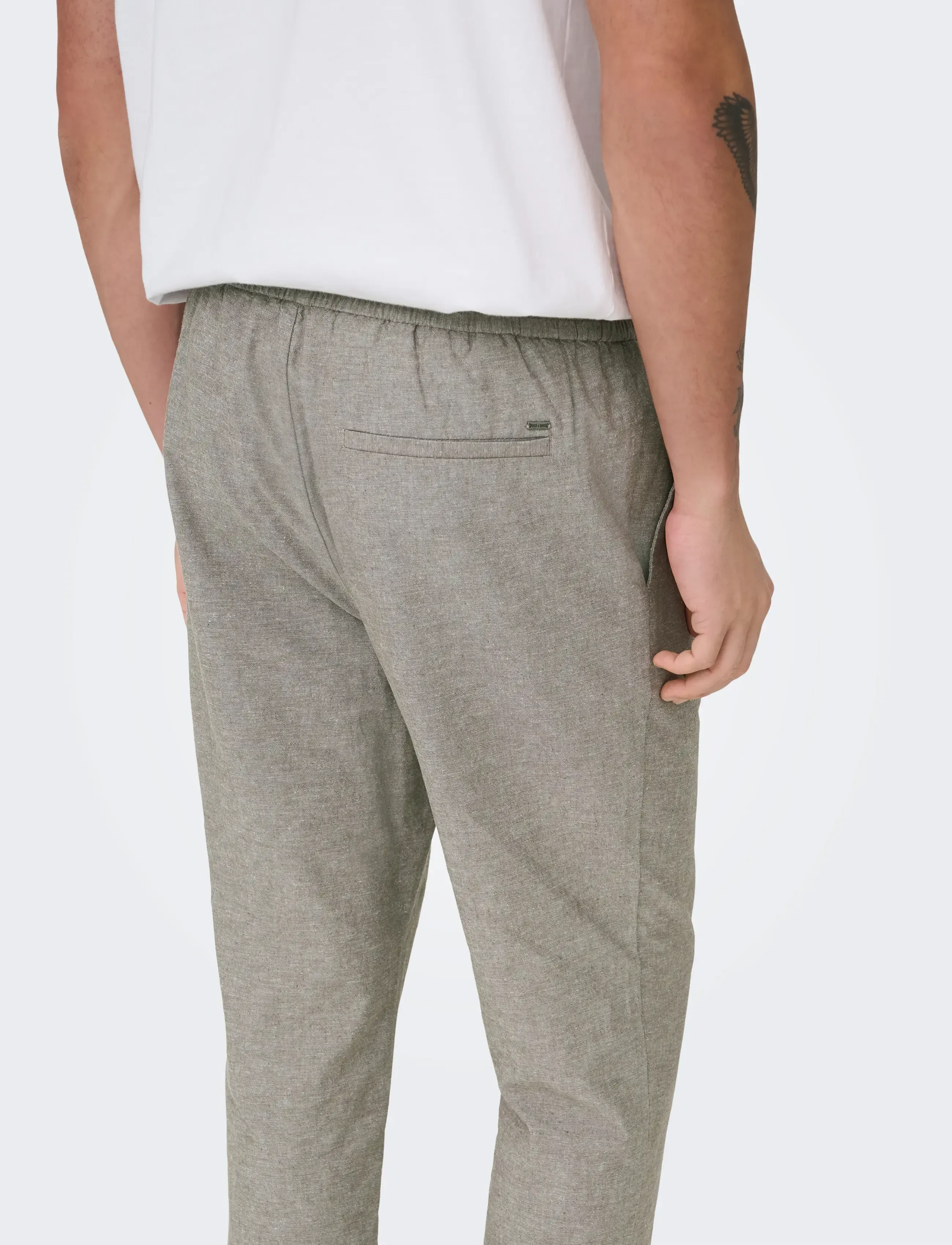 ONLY & SONS - ONSLINUS CROP 0007 COT LIN PNT NOOS - linnebyxor - bungee cord - 4