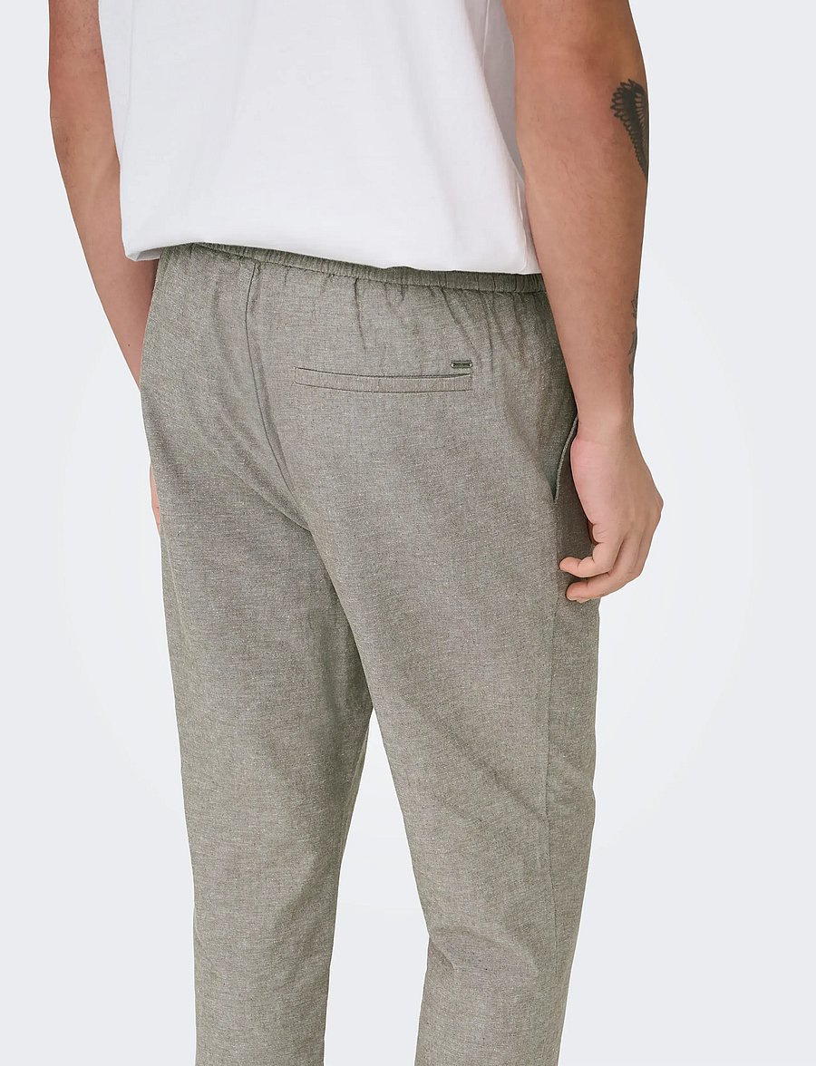 ONLY & SONS - ONSLINUS CROP 0007 COT LIN PNT NOOS - pantalons en lin - bungee cord - 4