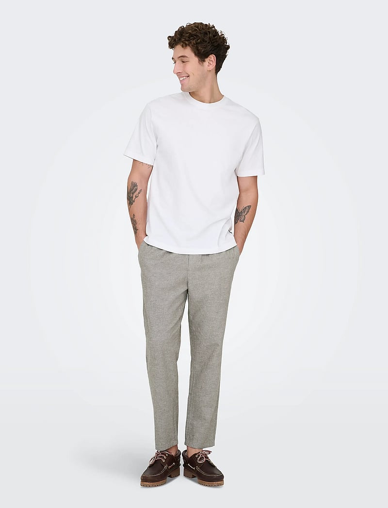 ONLY & SONS - ONSLINUS CROP 0007 COT LIN PNT NOOS - leinenhosen - bungee cord - 5