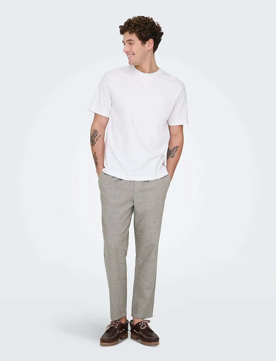 ONLY & SONS - ONSLINUS CROP 0007 COT LIN PNT NOOS - hørbukser - bungee cord - 5
