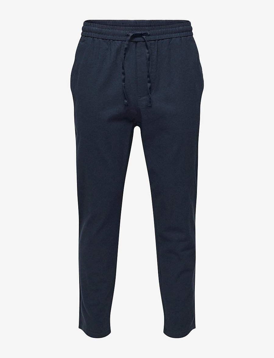 ONLY & SONS - ONSLINUS CROP 0007 COT LIN PNT NOOS - leinenhosen - dark navy - 1