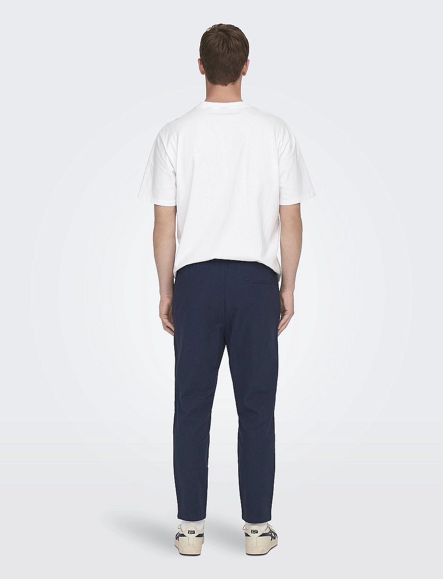 ONLY & SONS - ONSLINUS CROP 0007 COT LIN PNT NOOS - leinenhosen - dark navy - 3
