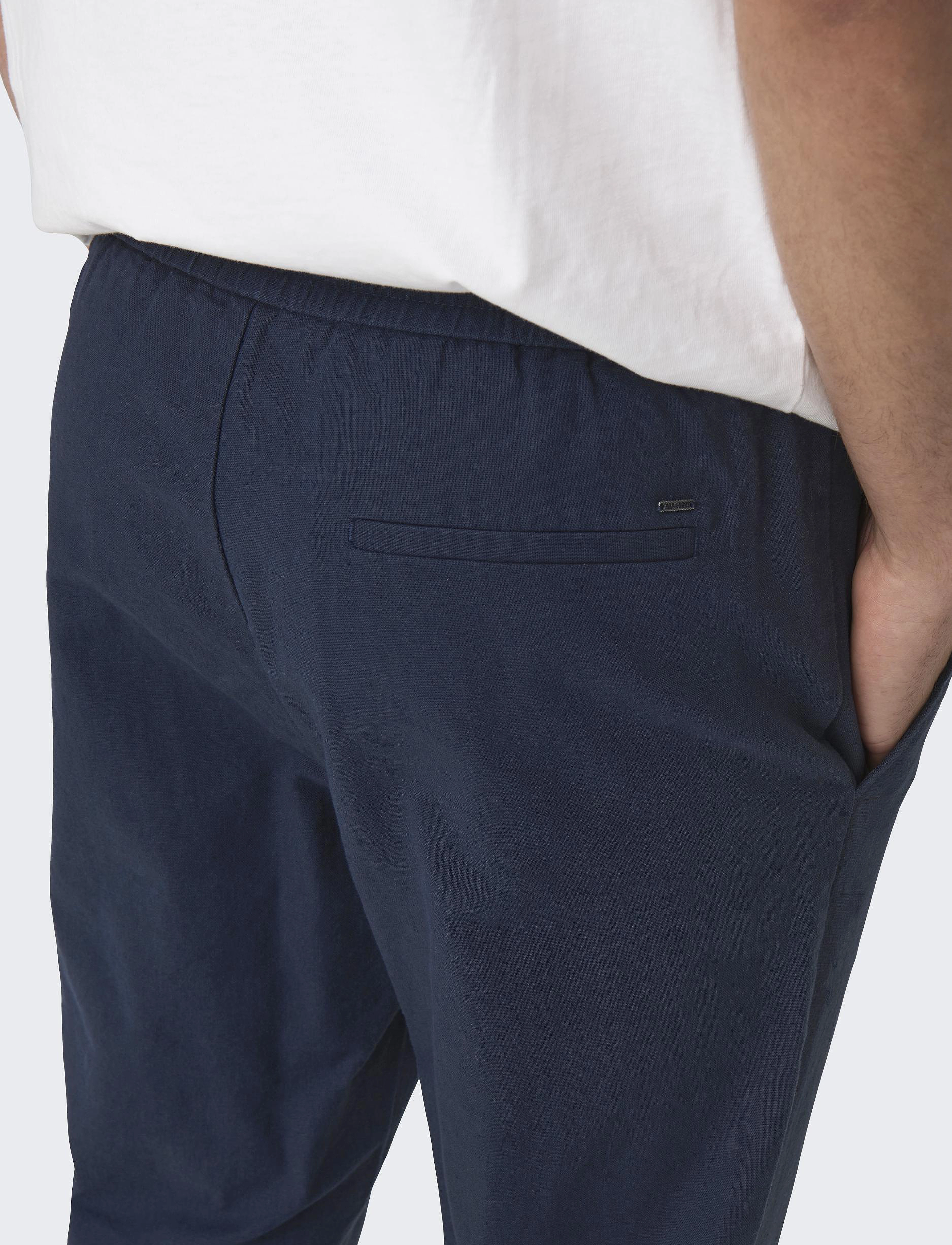 ONLY & SONS - ONSLINUS CROP 0007 COT LIN PNT NOOS - linen trousers - dark navy - 5