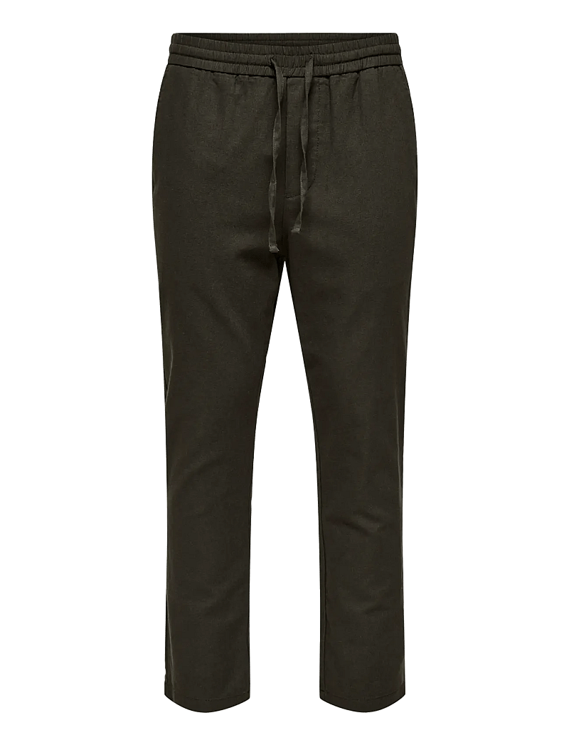 ONLY & SONS - ONSLINUS CROP 0007 COT LIN PNT NOOS - leinenhosen - demitasse - 1