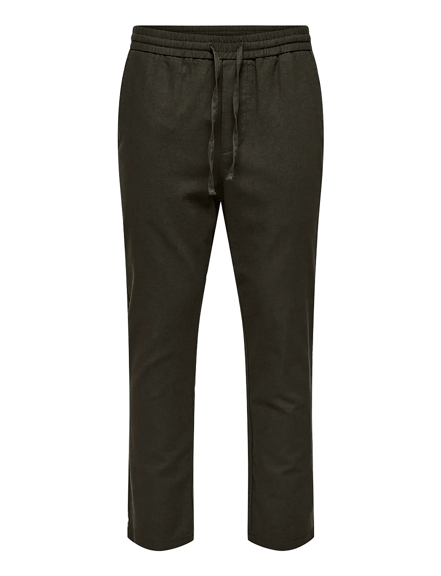 ONLY & SONS - ONSLINUS CROP 0007 COT LIN PNT NOOS - leinenhosen - demitasse - 1