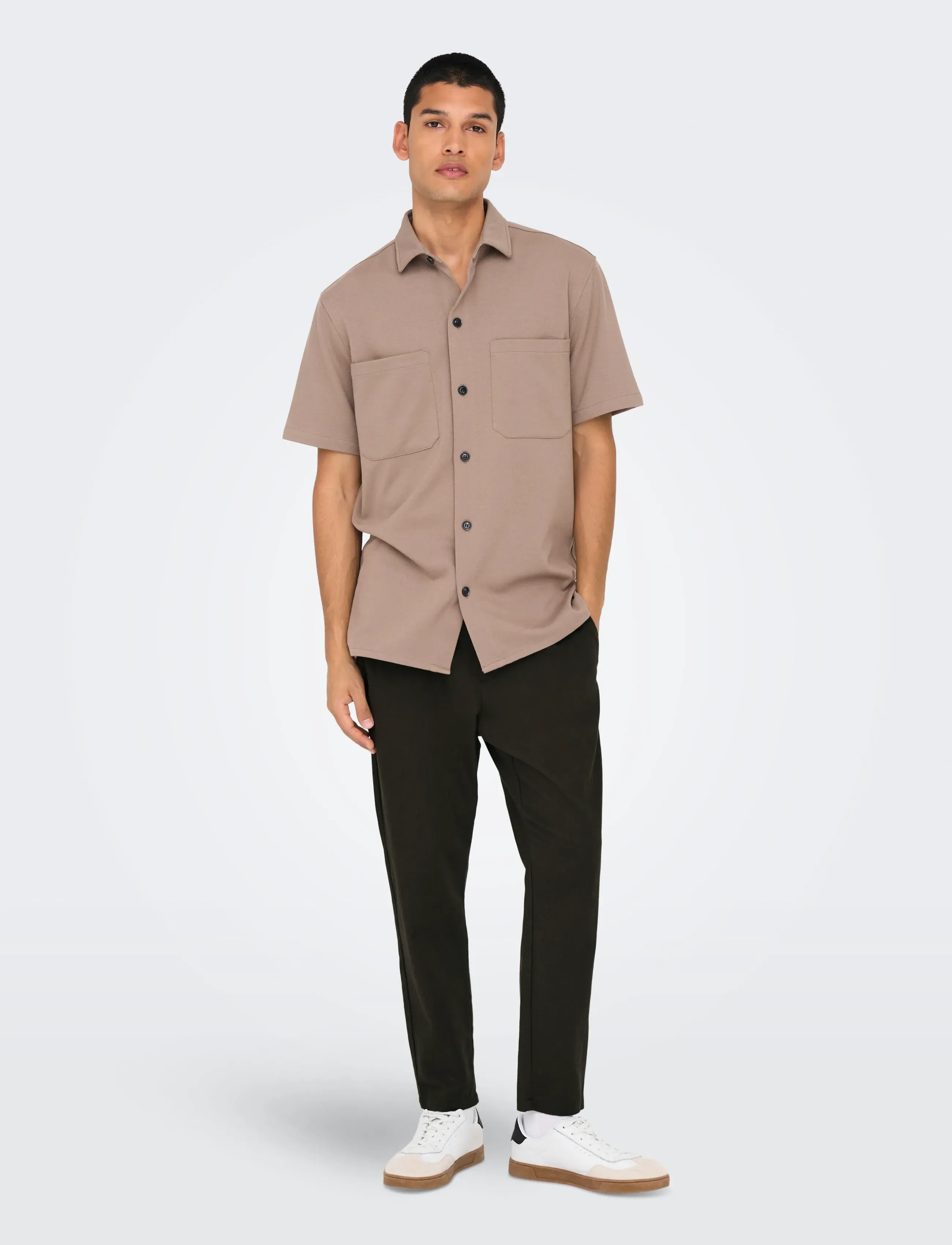 ONLY & SONS Onslinus Crop 0007 Cot Lin Pnt Noos, XS, Brown, Bukser > Afslappet, Herre