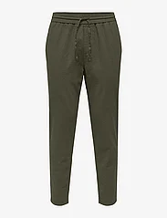 ONLY & SONS - ONSLINUS CROP 0007 COT LIN PNT NOOS - casual trousers - olive night - 0