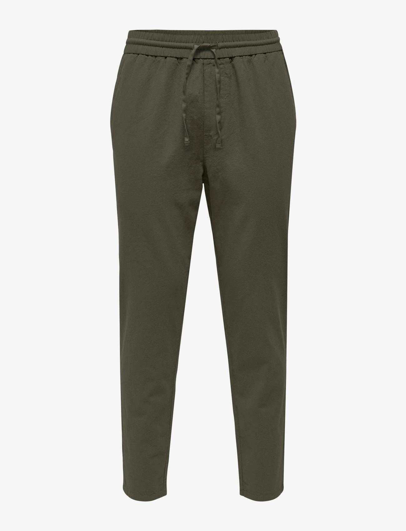 ONLY & SONS ONSLINUS CROP 0007 COT LIN PNT NOOS - Hosen - OLIVE NIGHT / khaki/green
