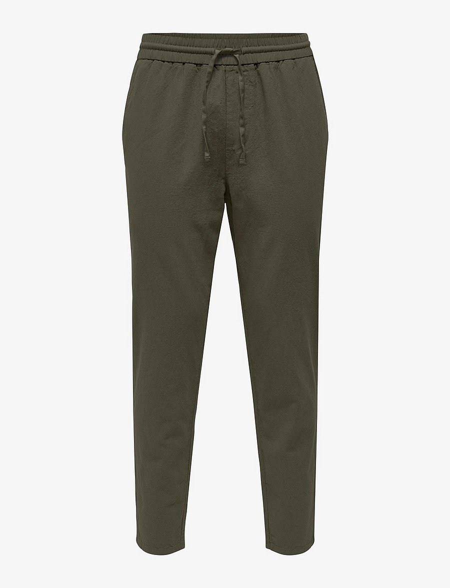 ONLY & SONS - ONSLINUS CROP 0007 COT LIN PNT NOOS - lina bikses - olive night - 1
