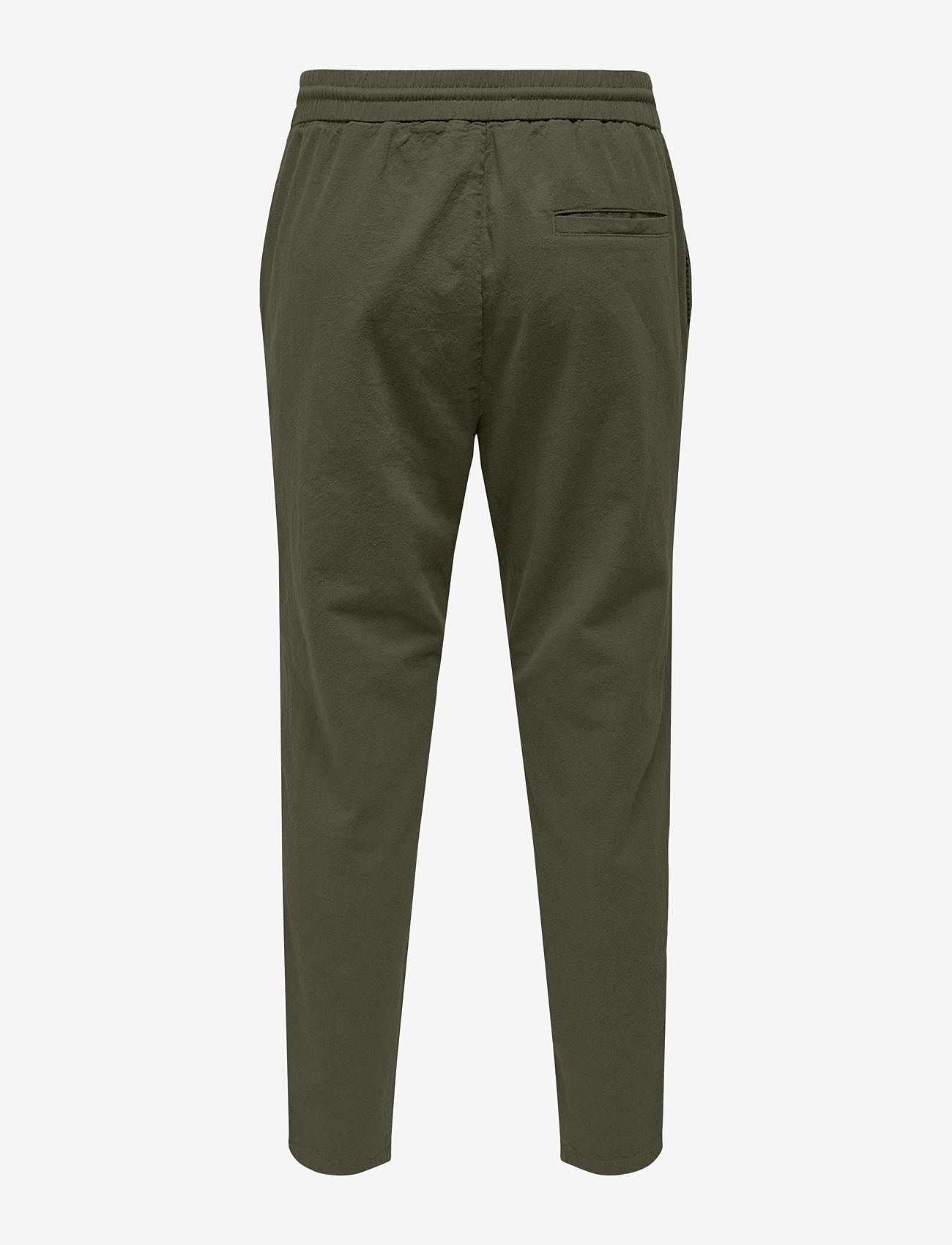 ONLY & SONS - ONSLINUS CROP 0007 COT LIN PNT NOOS - herbstliche kleidung - olive night - 1