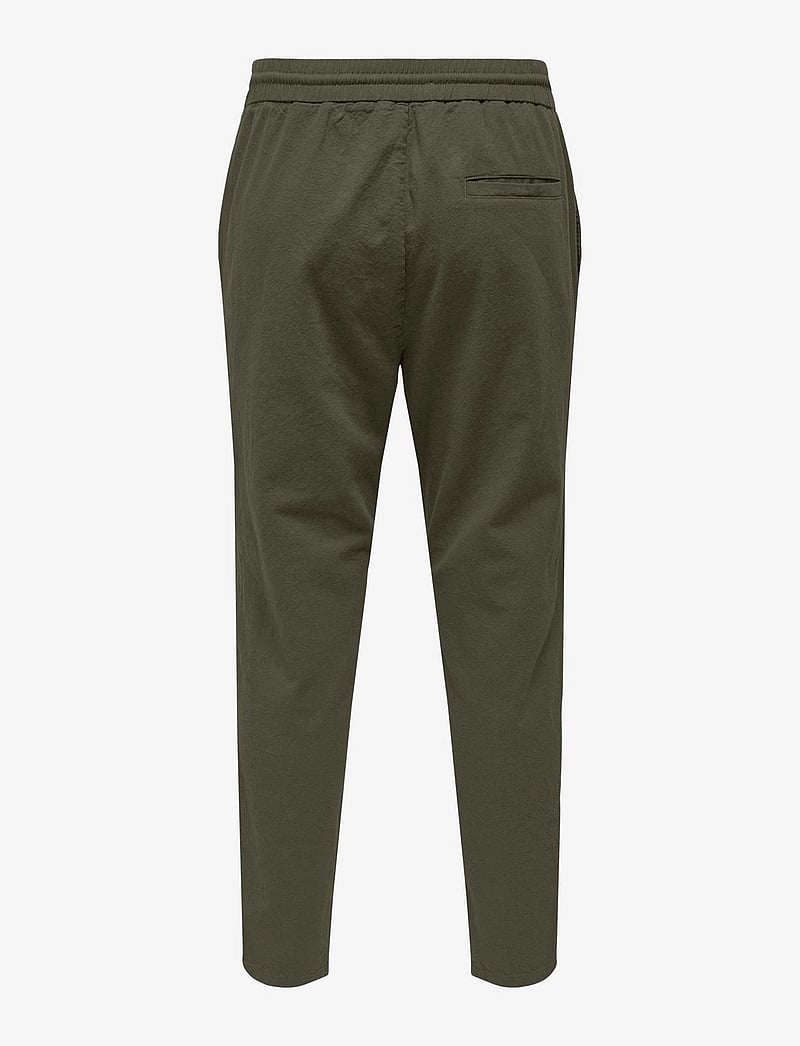 ONLY & SONS - ONSLINUS CROP 0007 COT LIN PNT NOOS - leinenhosen - olive night - 2