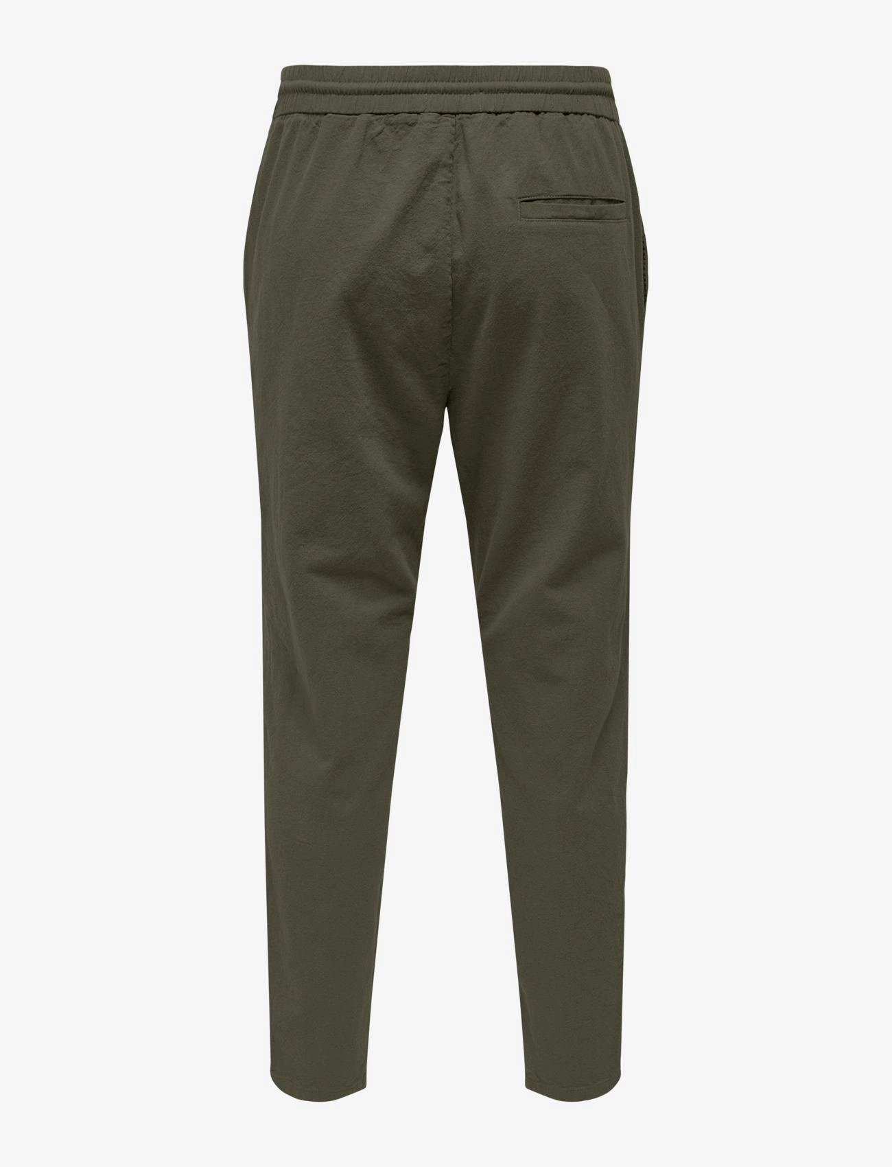 ONLY & SONS - ONSLINUS CROP 0007 COT LIN PNT NOOS - lina bikses - olive night - 2