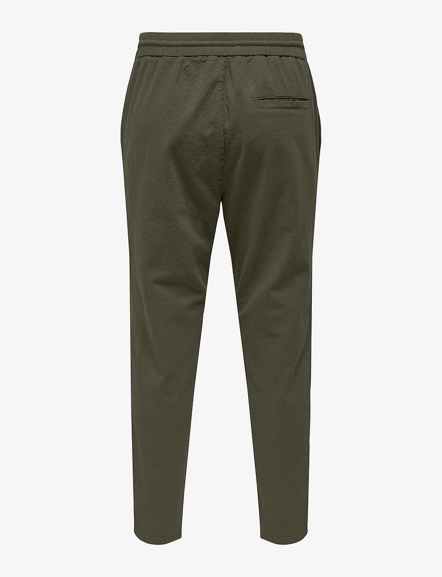 ONLY & SONS - ONSLINUS CROP 0007 COT LIN PNT NOOS - lina bikses - olive night - 2