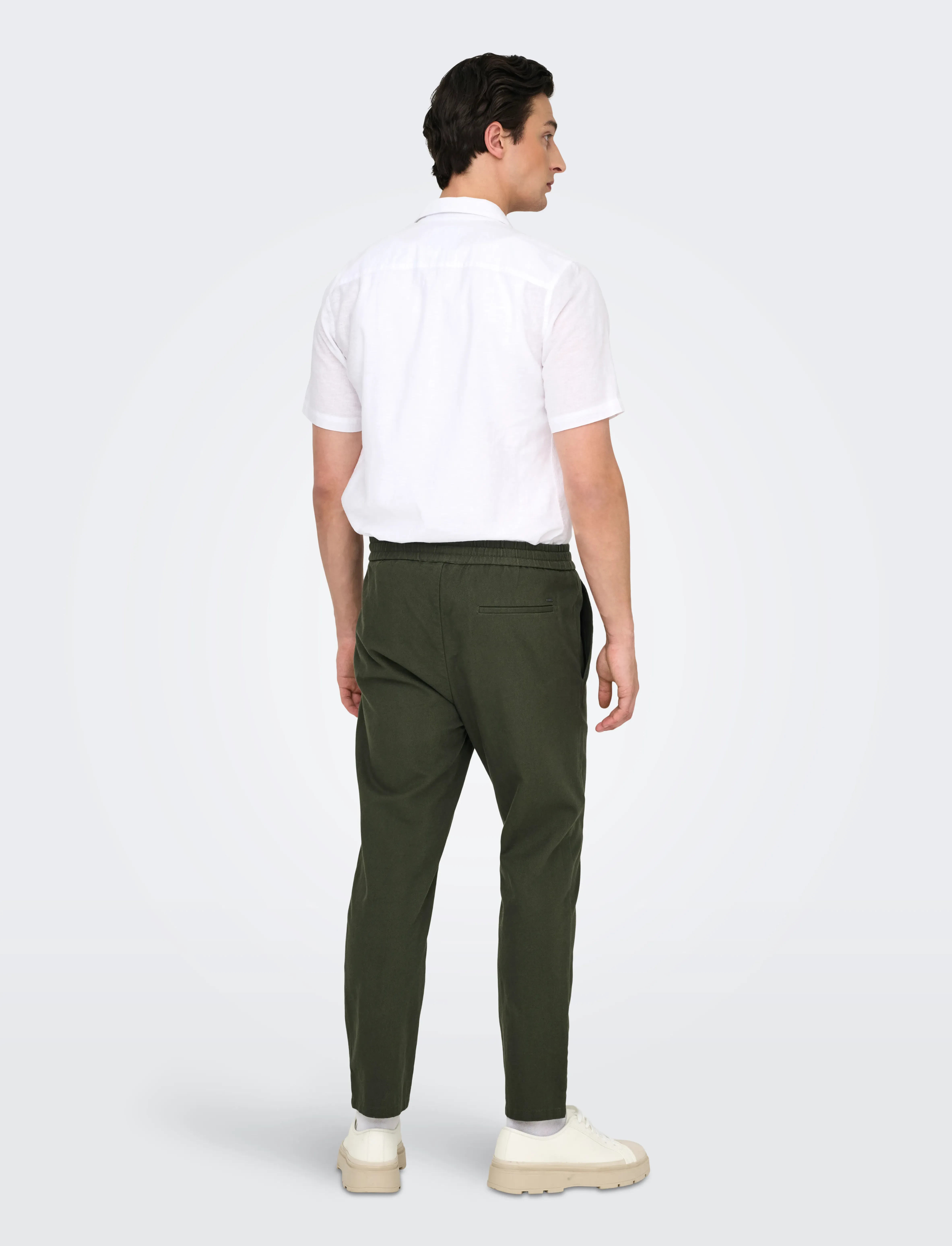 ONLY & SONS - ONSLINUS CROP 0007 COT LIN PNT NOOS - lina bikses - olive night - 3
