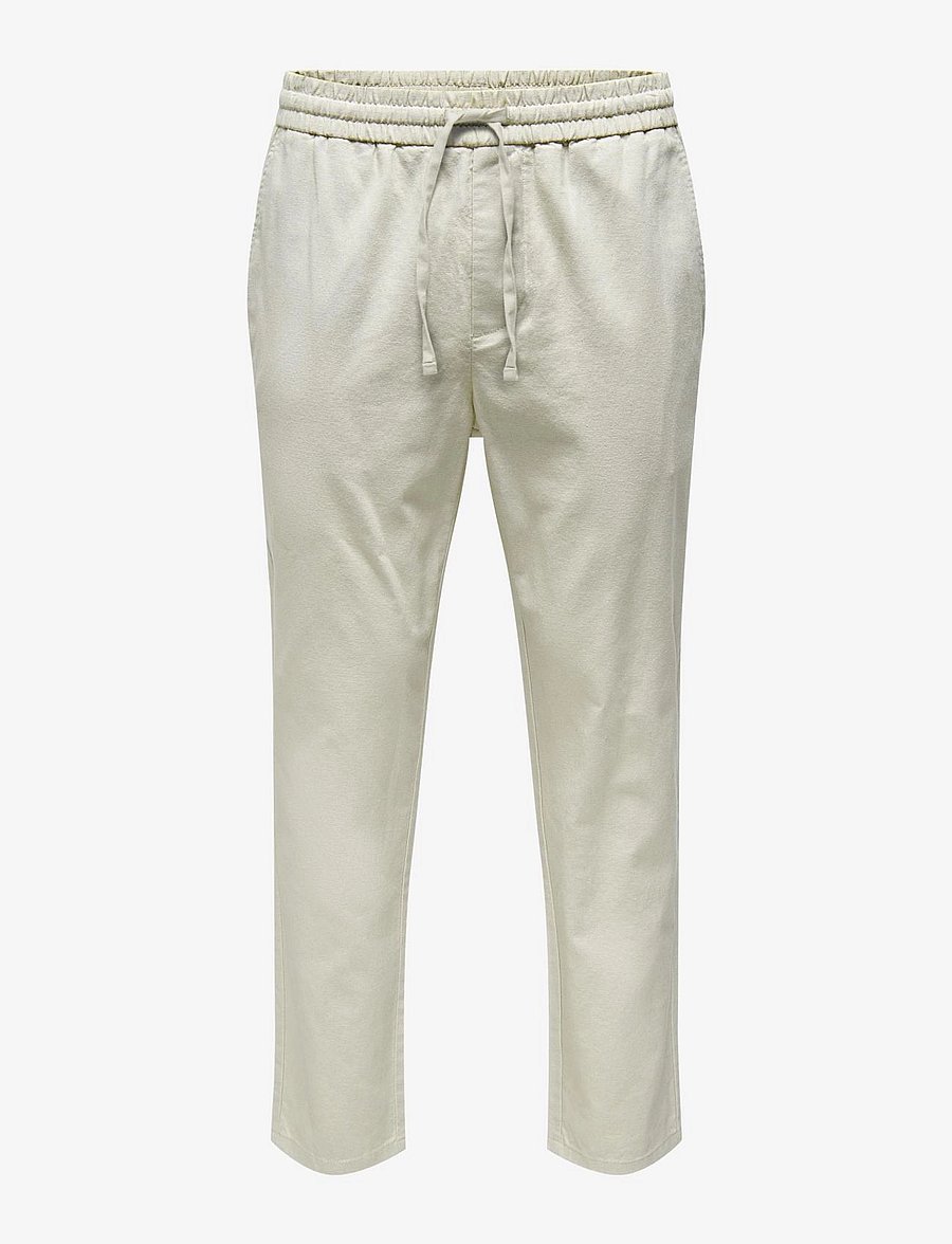 ONLY & SONS - ONSLINUS CROP 0007 COT LIN PNT NOOS - leinenhosen - silver lining - 1