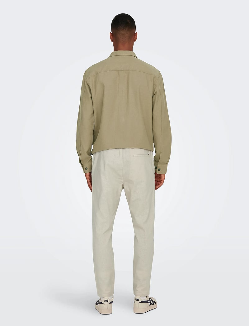 ONLY & SONS - ONSLINUS CROP 0007 COT LIN PNT NOOS - hørbukser - silver lining - 3