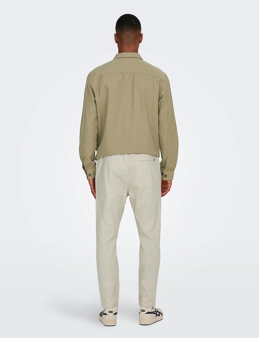 ONLY & SONS - ONSLINUS CROP 0007 COT LIN PNT NOOS - leinenhosen - silver lining - 3