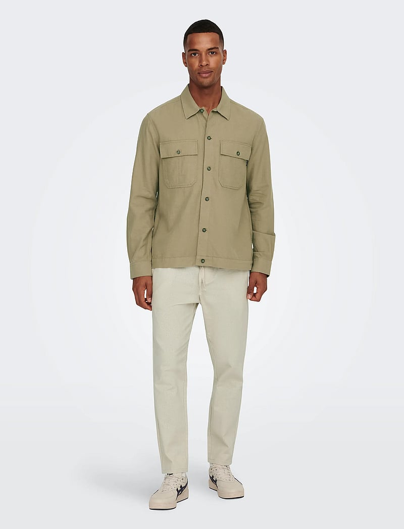ONLY & SONS - ONSLINUS CROP 0007 COT LIN PNT NOOS - hørbukser - silver lining - 4