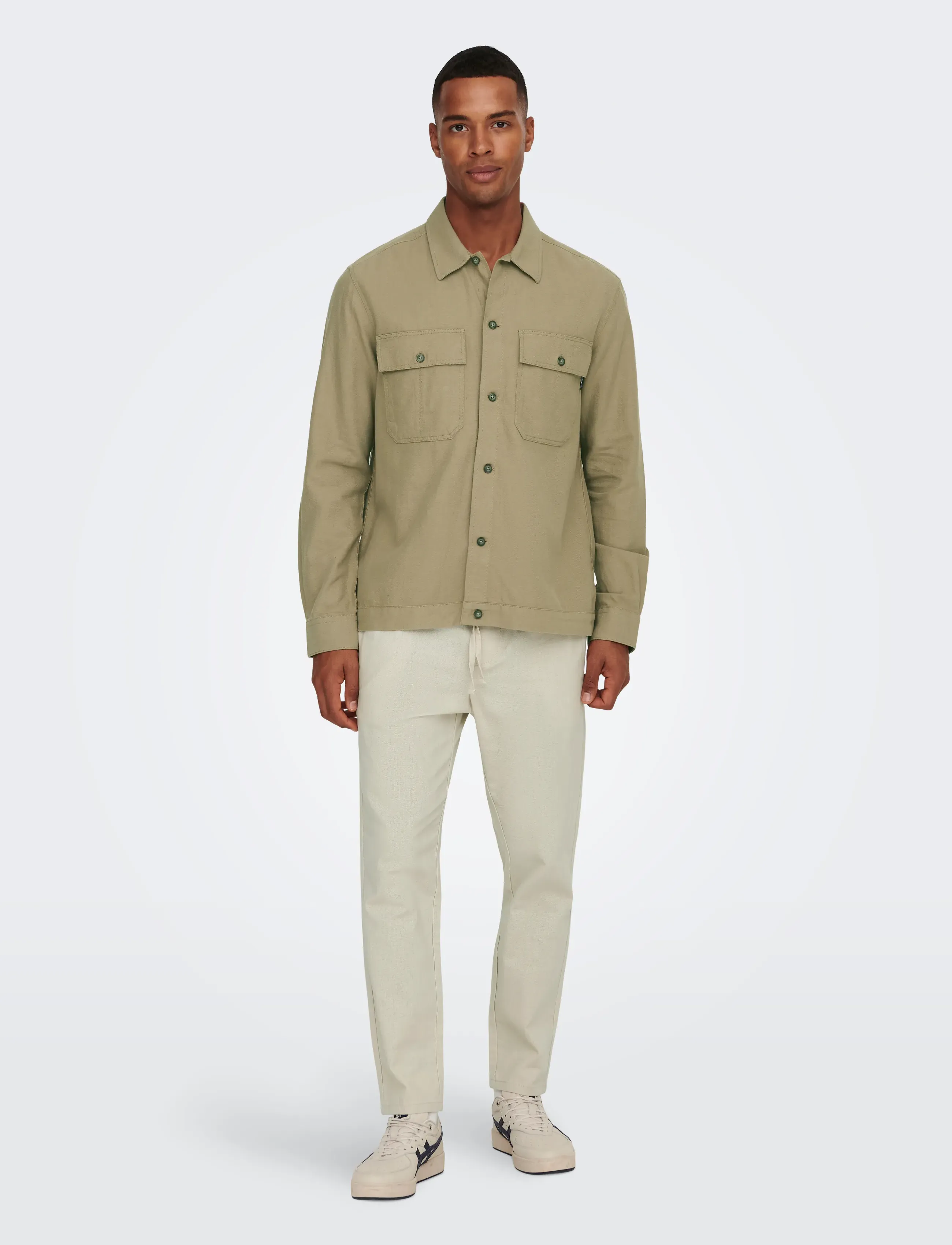 ONLY & SONS - ONSLINUS CROP 0007 COT LIN PNT NOOS - linased püksid - silver lining - 4