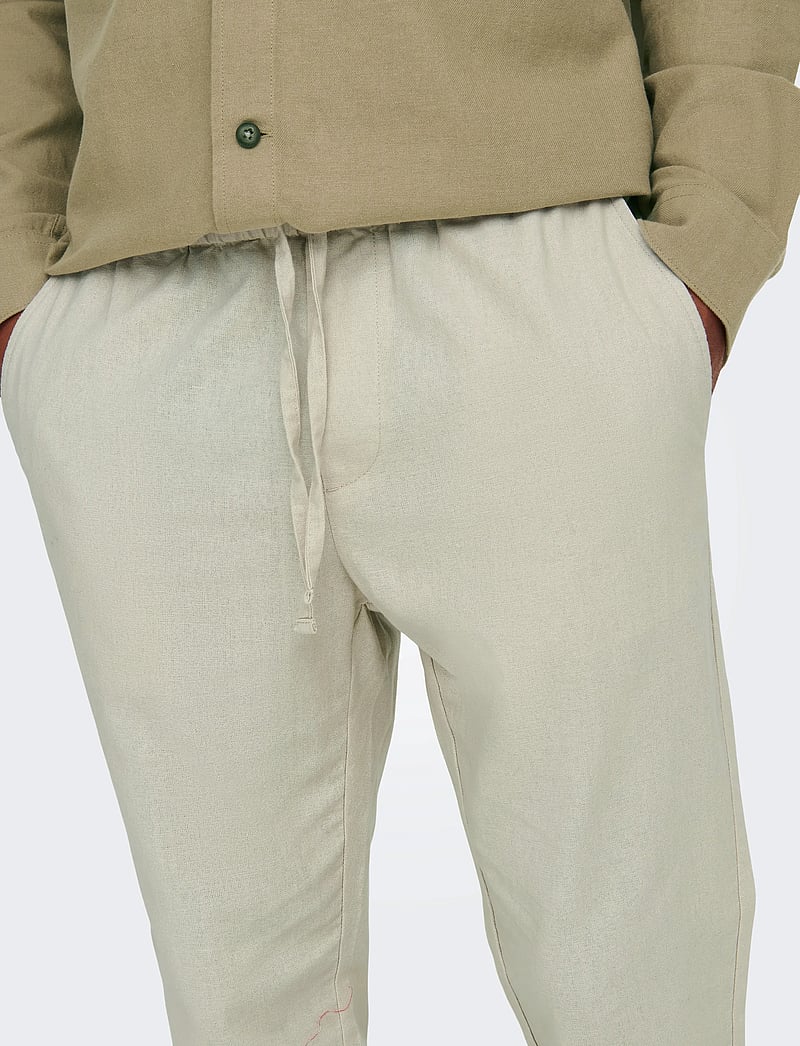 ONLY & SONS - ONSLINUS CROP 0007 COT LIN PNT NOOS - hørbukser - silver lining - 5