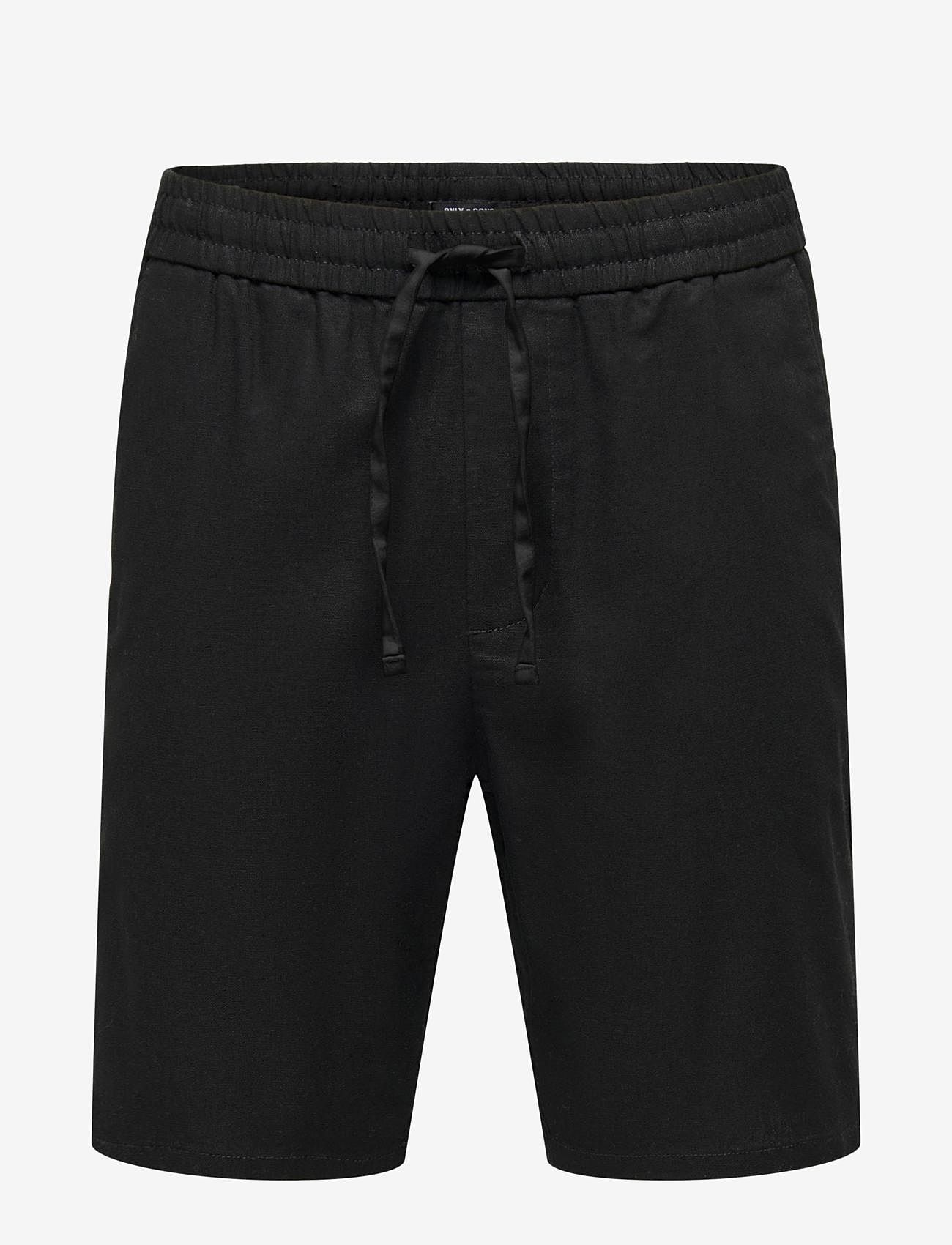 ONLY & SONS - ONSLINUS 0007 COT LIN SHORTS NOOS - leinen-shorts - black - 1