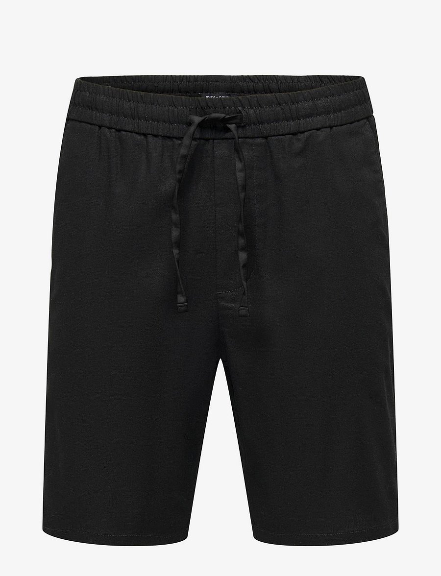 ONLY & SONS - ONSLINUS 0007 COT LIN SHORTS NOOS - linased lühikesed püksid - black - 1