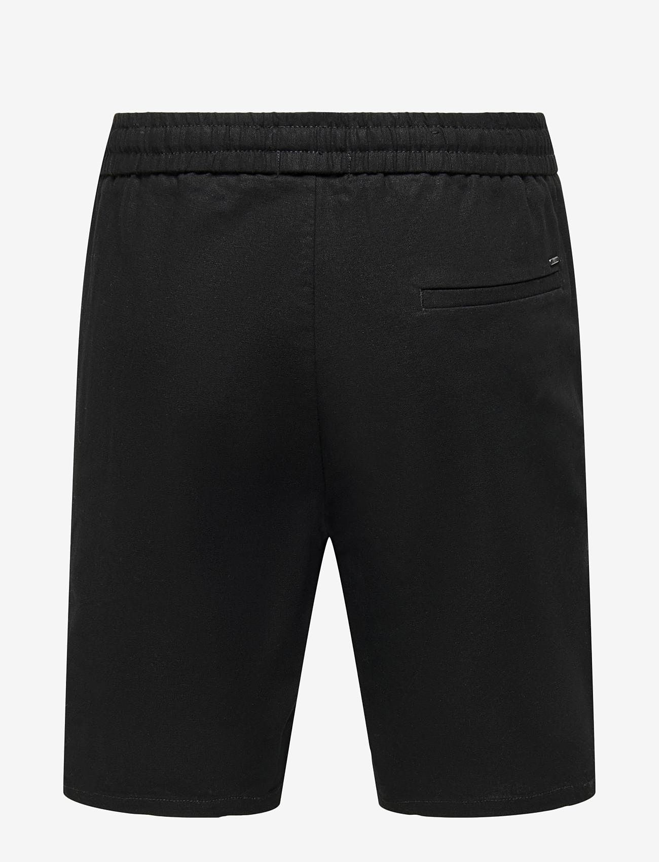 ONLY & SONS - ONSLINUS 0007 COT LIN SHORTS NOOS - leinen-shorts - black - 2