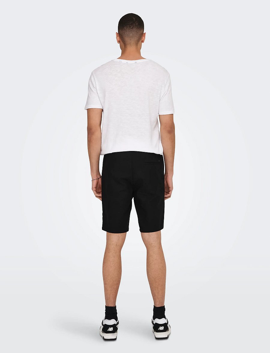 ONLY & SONS - ONSLINUS 0007 COT LIN SHORTS NOOS - linased lühikesed püksid - black - 3