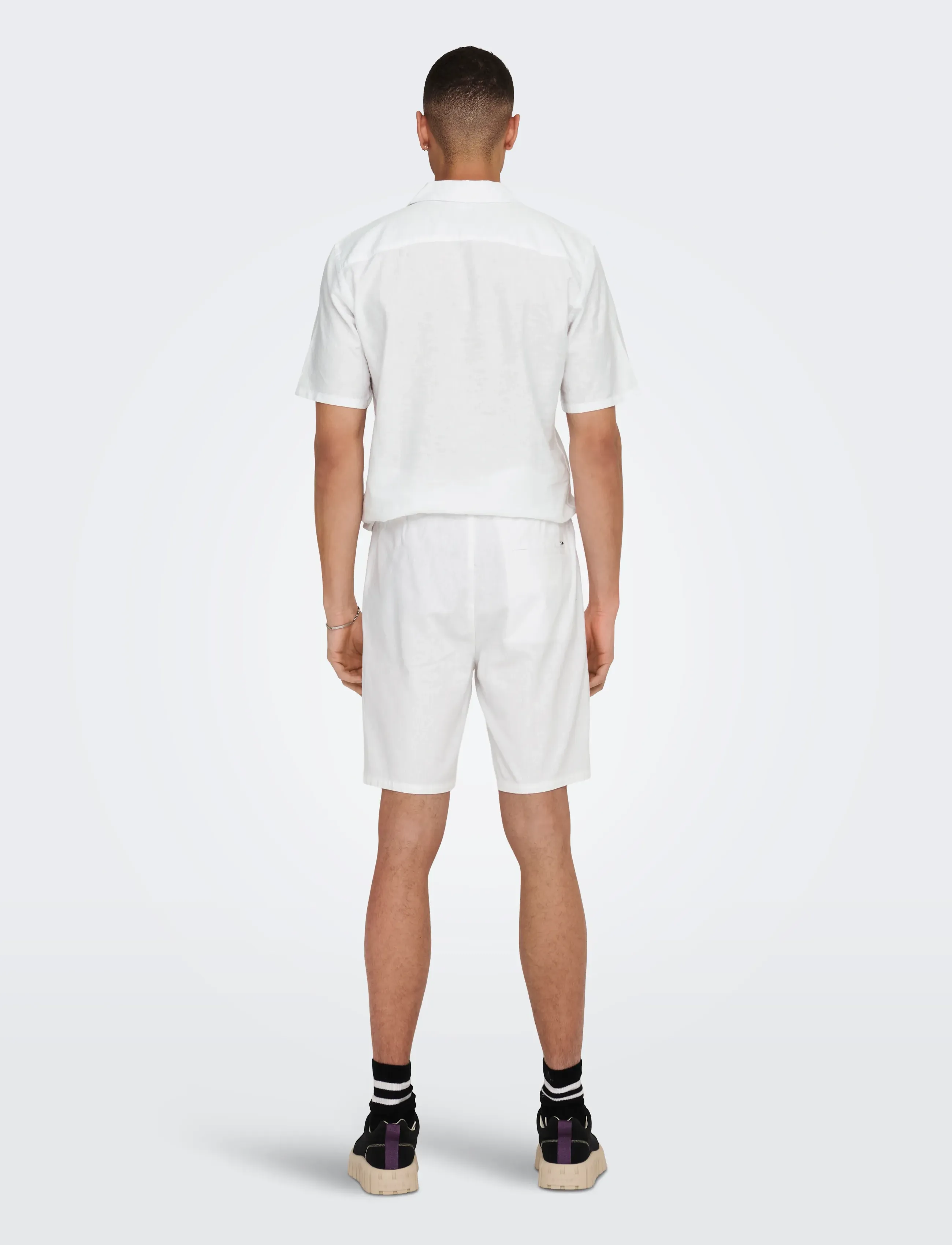 ONLY & SONS - ONSLINUS 0007 COT LIN SHORTS NOOS - leinen-shorts - bright white - 3