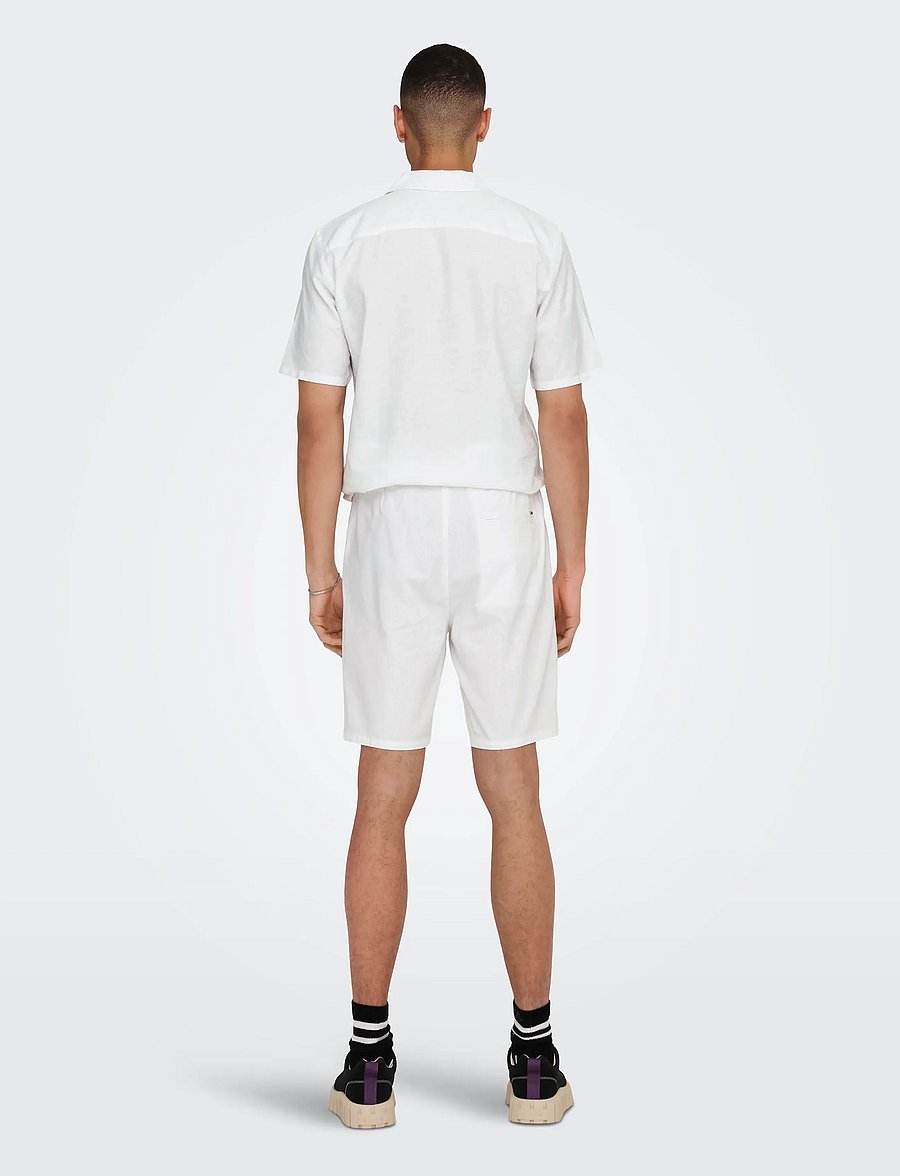 ONLY & SONS - ONSLINUS 0007 COT LIN SHORTS NOOS - linen shorts - bright white - 3