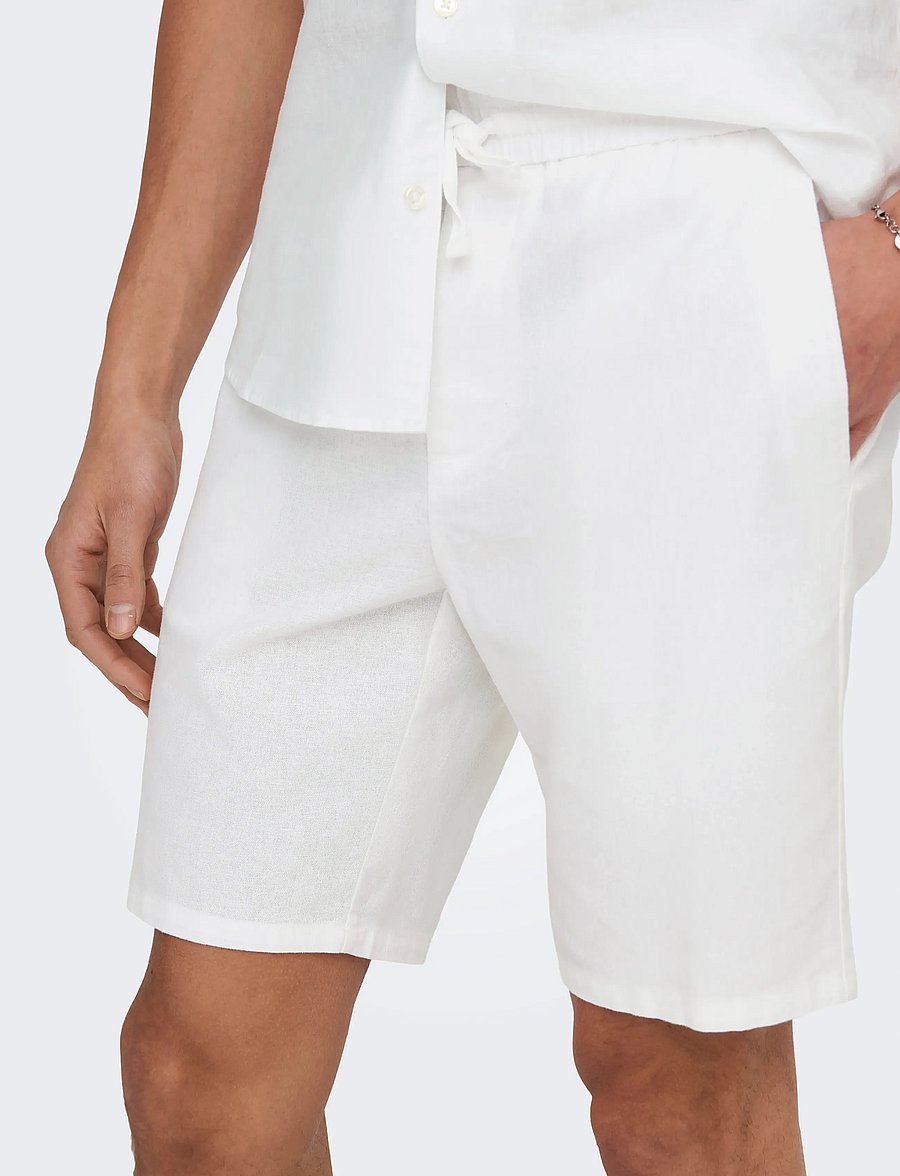 ONLY & SONS - ONSLINUS 0007 COT LIN SHORTS NOOS - linen shorts - bright white - 5