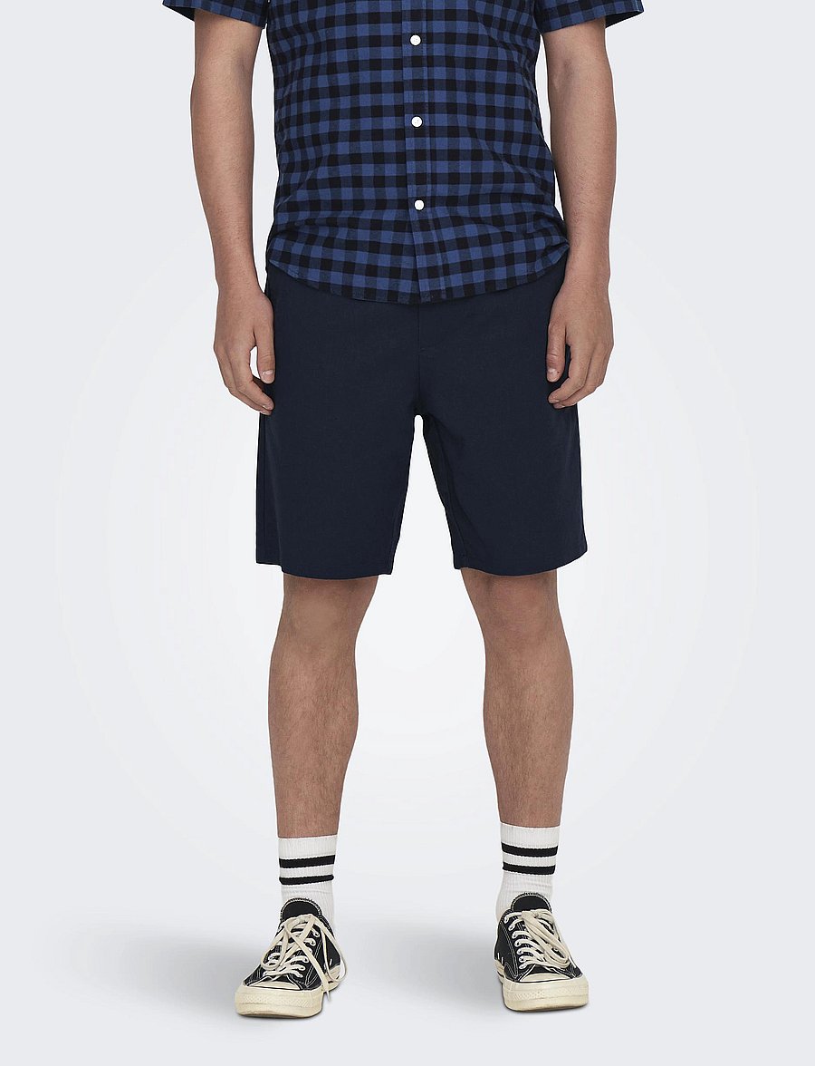 ONLY & SONS - ONSLINUS 0007 COT LIN SHORTS NOOS - leinen-shorts - dark navy - 0