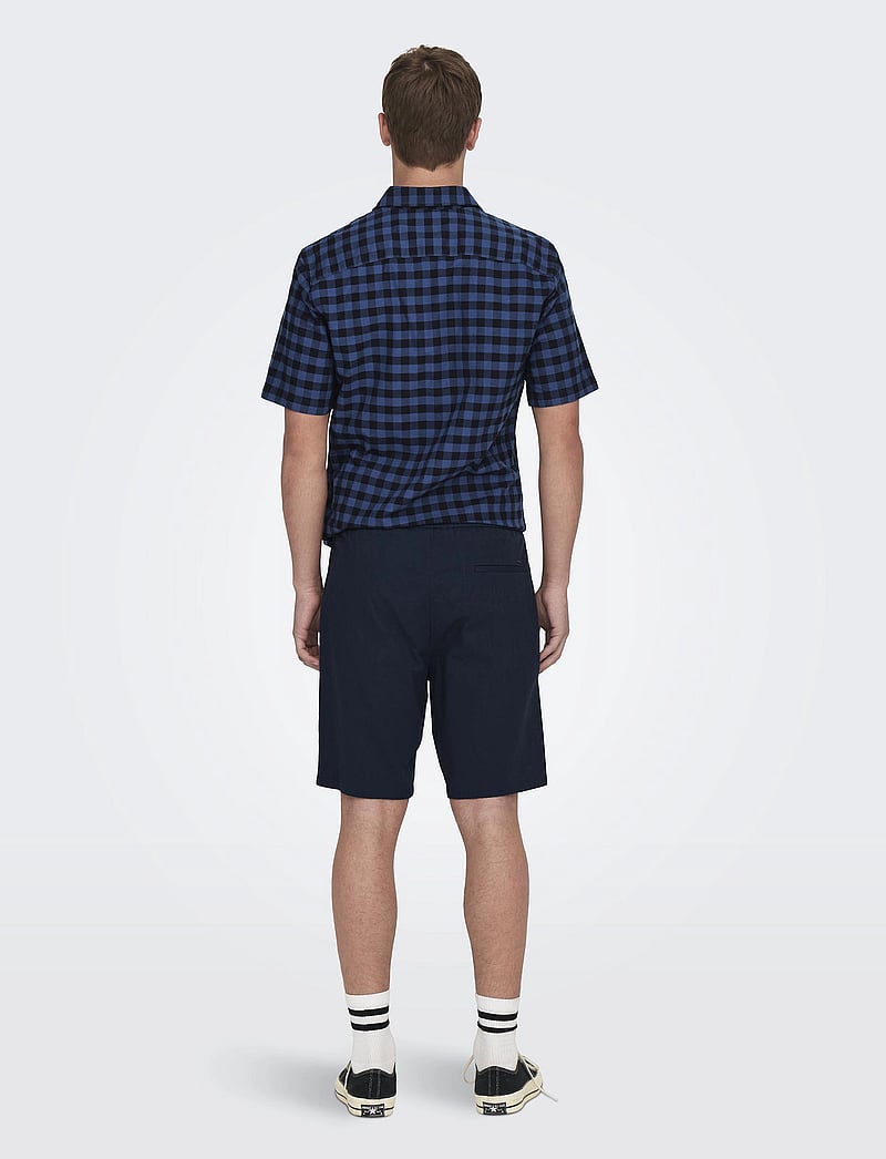 ONLY & SONS - ONSLINUS 0007 COT LIN SHORTS NOOS - hørshorts - dark navy - 3