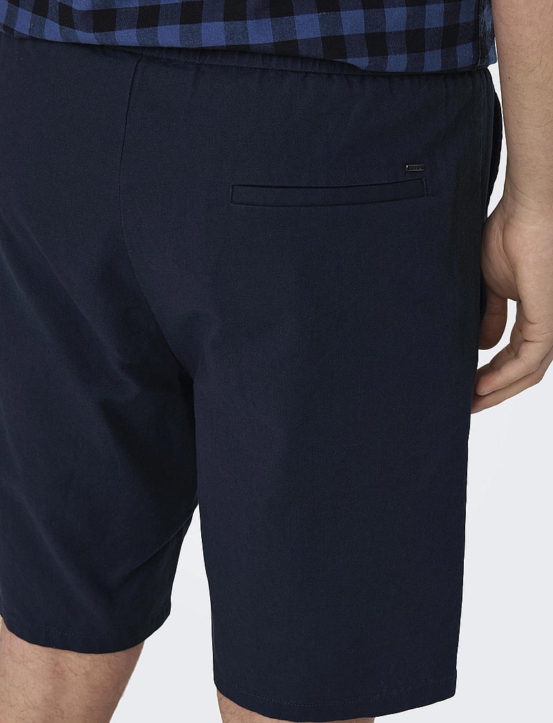 ONLY & SONS - ONSLINUS 0007 COT LIN SHORTS NOOS - hørshorts - dark navy - 4