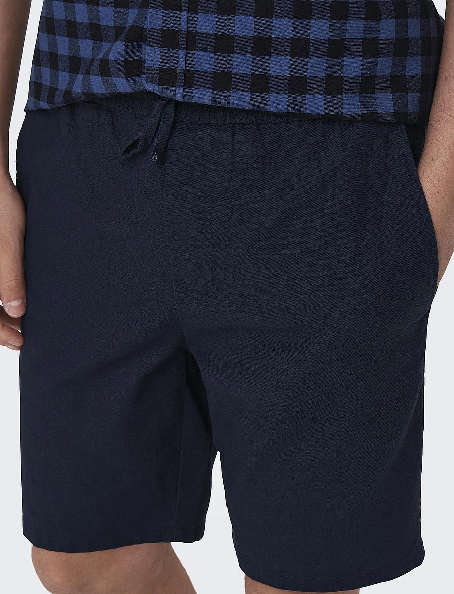 ONLY & SONS - ONSLINUS 0007 COT LIN SHORTS NOOS - leinen-shorts - dark navy - 5