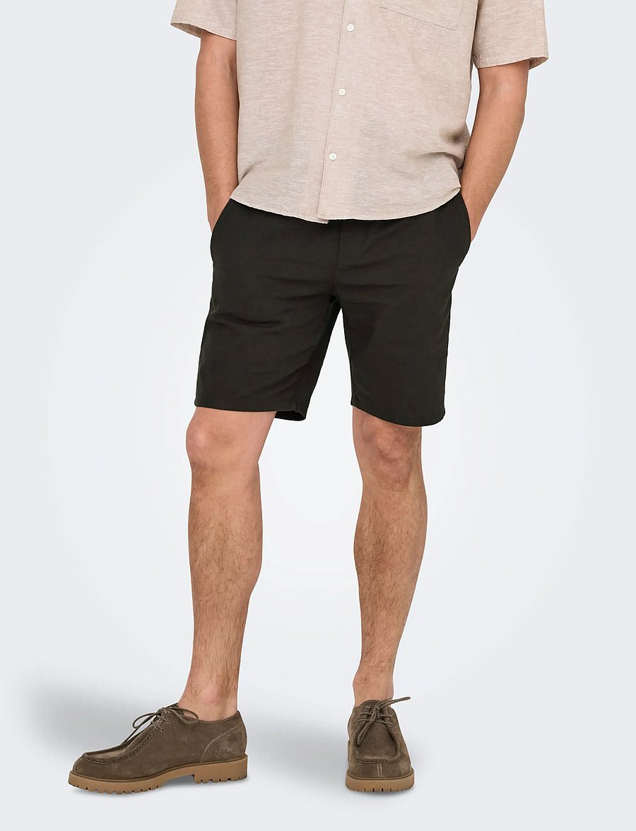 ONLY & SONS - ONSLINUS 0007 COT LIN SHORTS NOOS - hörstuttbuxur - demitasse - 0