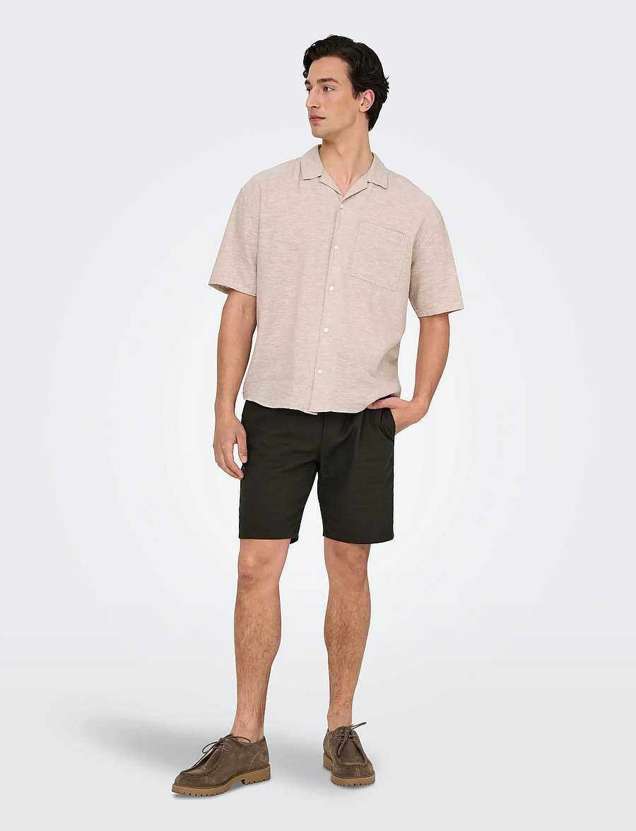 ONLY & SONS - ONSLINUS 0007 COT LIN SHORTS NOOS - hörstuttbuxur - demitasse - 3