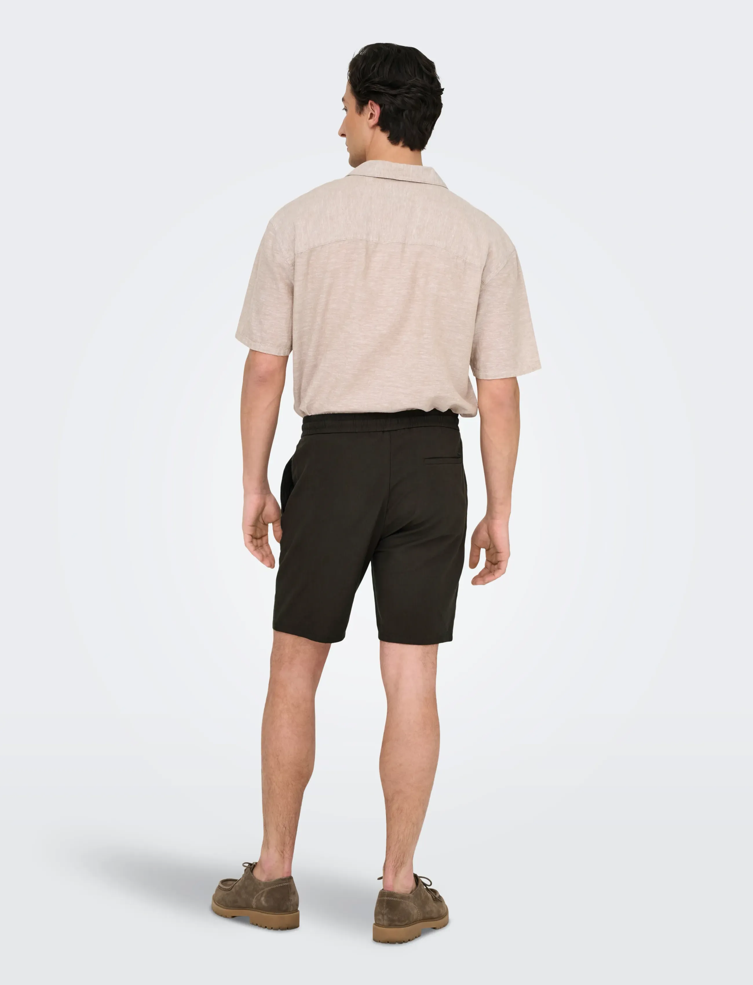 ONLY & SONS - ONSLINUS 0007 COT LIN SHORTS NOOS - szorty lniane - demitasse - 4