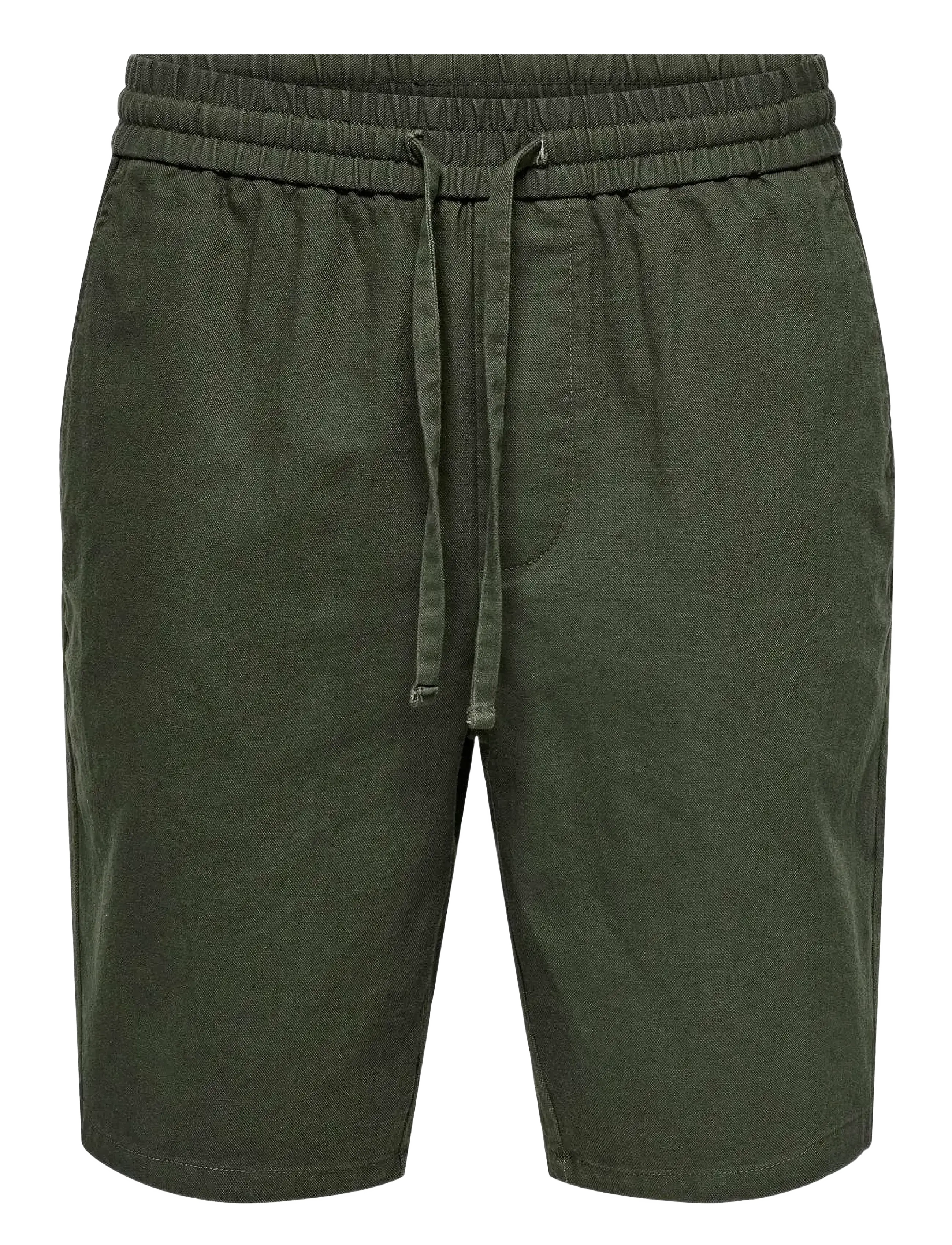 ONLY & SONS ONSLINUS 0007 COT LIN SHORTS NOOS - Kleidung - OLIVE NIGHT / khaki/green