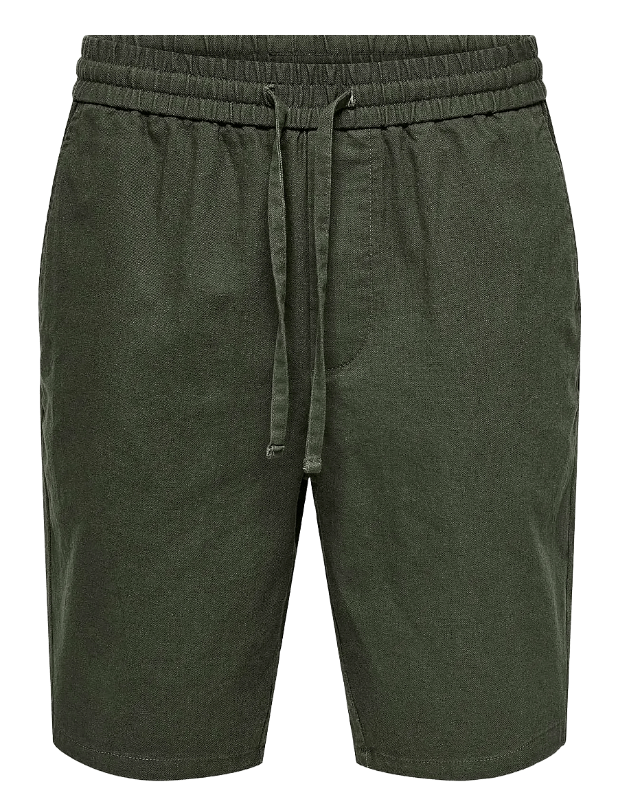 ONLY & SONS - ONSLINUS 0007 COT LIN SHORTS NOOS - linased lühikesed püksid - olive night - 1