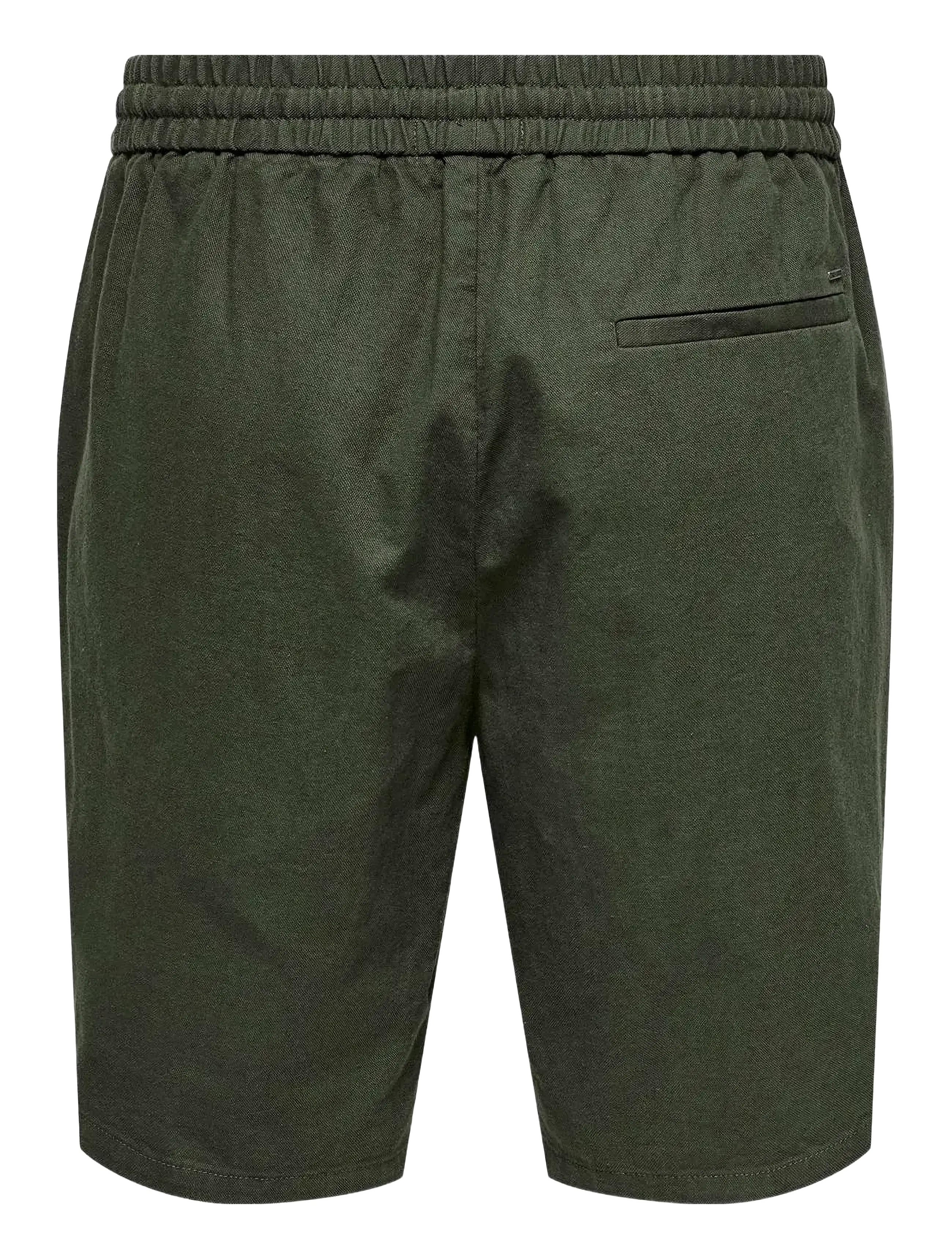 ONLY & SONS - ONSLINUS 0007 COT LIN SHORTS NOOS - casual shorts - olive night - 2