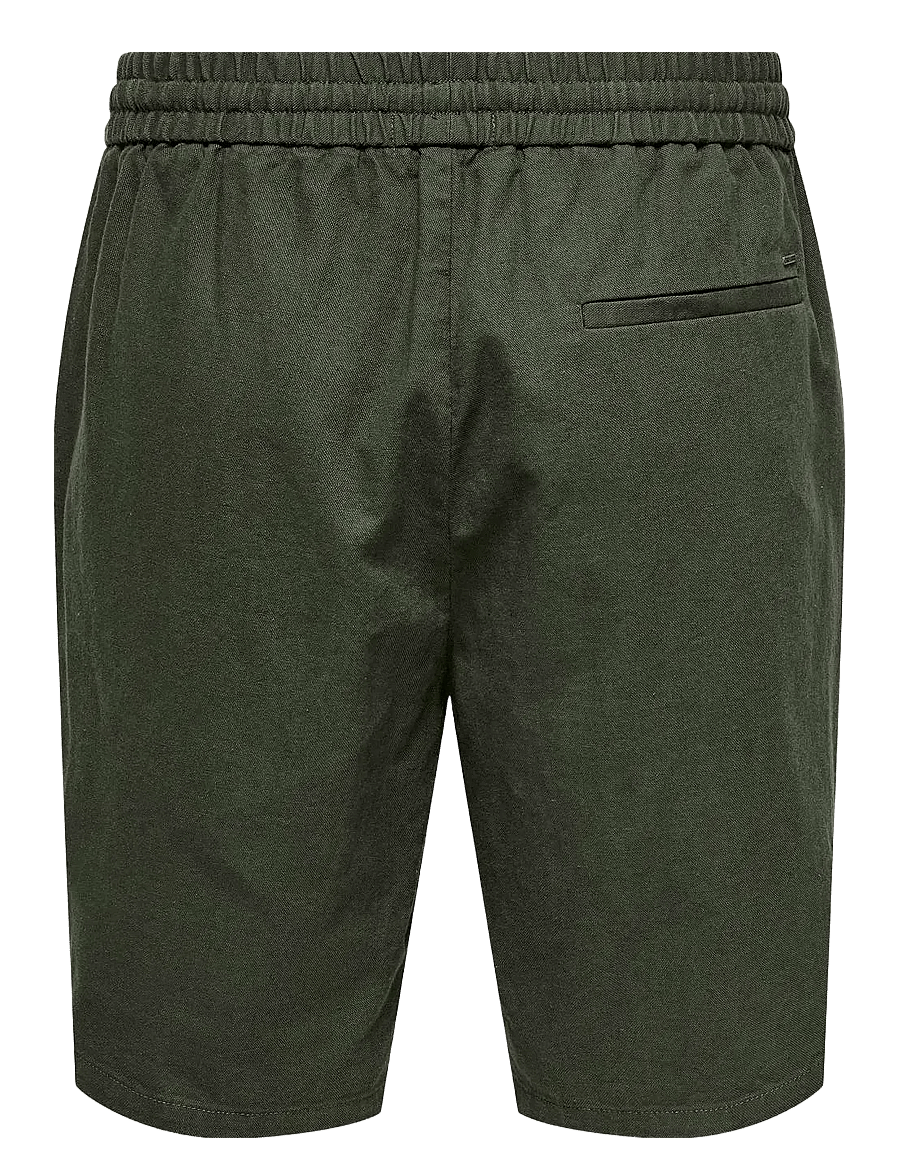 ONLY & SONS - ONSLINUS 0007 COT LIN SHORTS NOOS - linased lühikesed püksid - olive night - 2