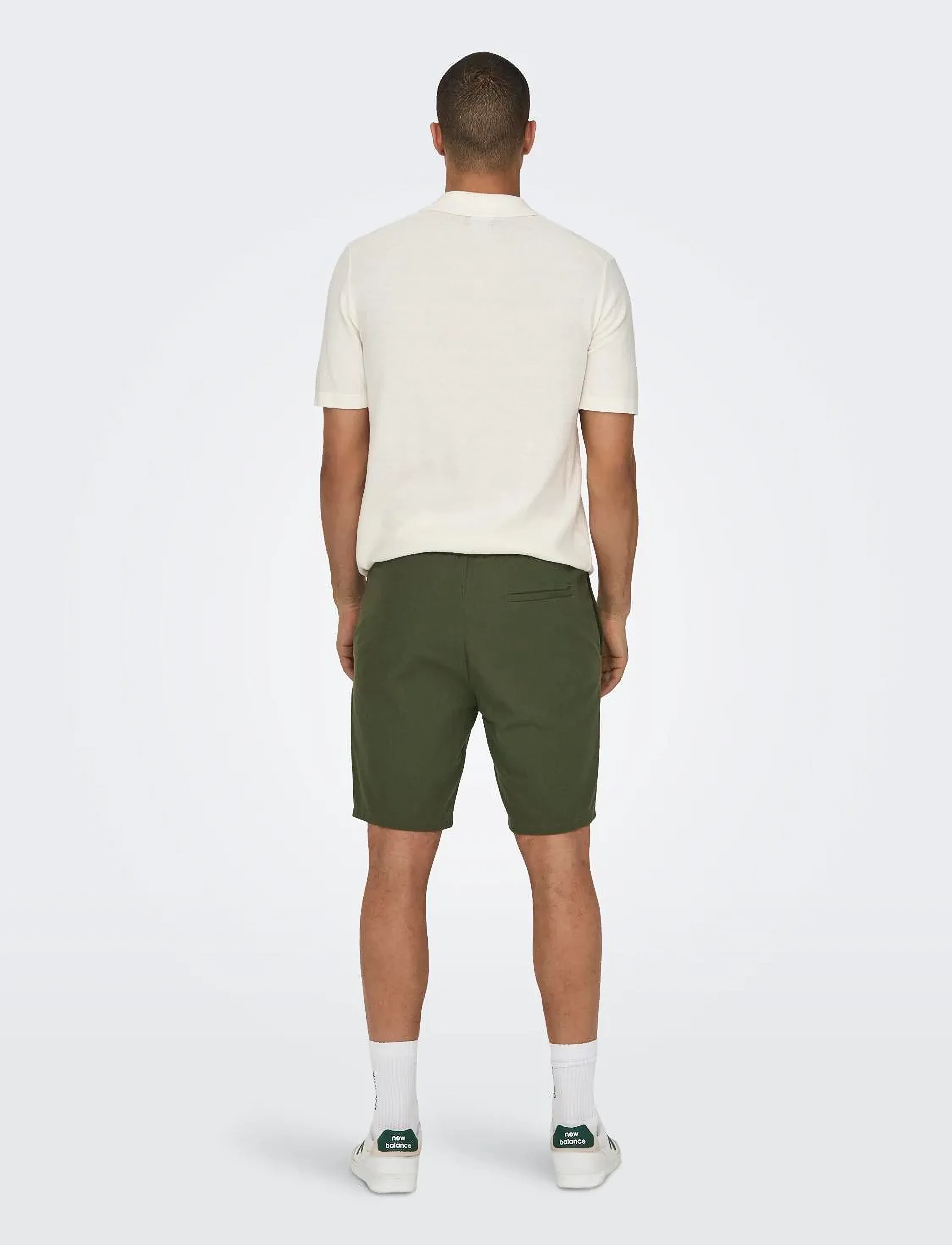 ONLY & SONS - ONSLINUS 0007 COT LIN SHORTS NOOS - linased lühikesed püksid - olive night - 3