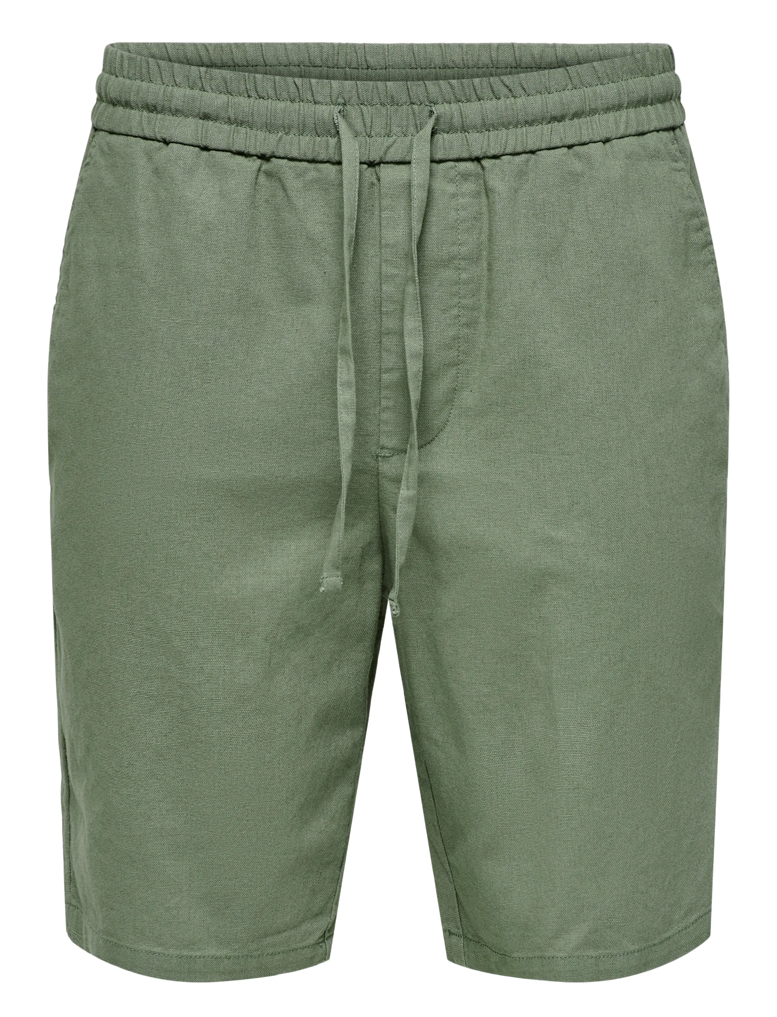 ONLY & SONS ONSLINUS 0007 COT LIN SHORTS NOOS - Kleidung - SEA SPRAY / green