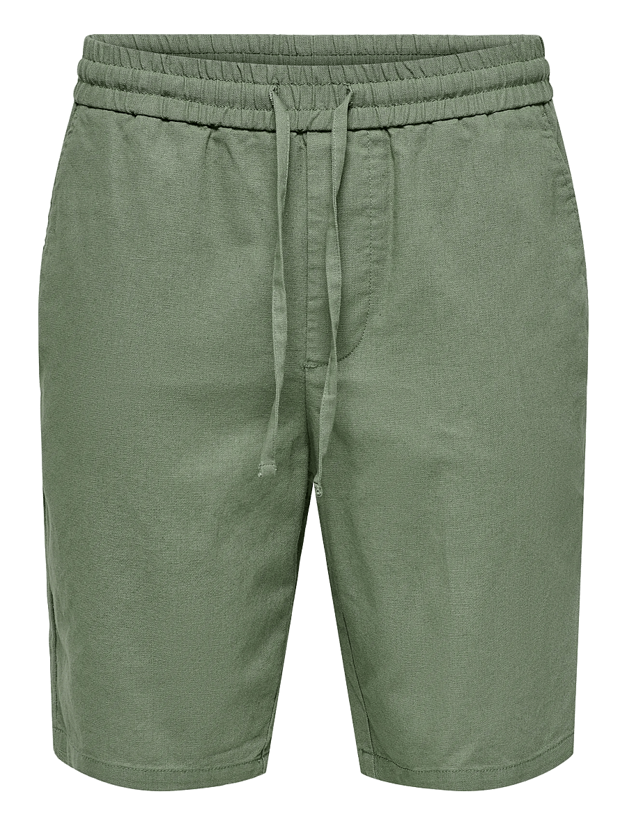 ONLY & SONS - ONSLINUS 0007 COT LIN SHORTS NOOS - linased lühikesed püksid - sea spray - 1