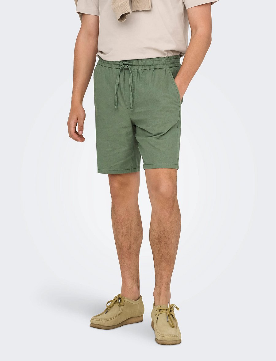 ONLY & SONS - ONSLINUS 0007 COT LIN SHORTS NOOS - linased lühikesed püksid - sea spray - 0