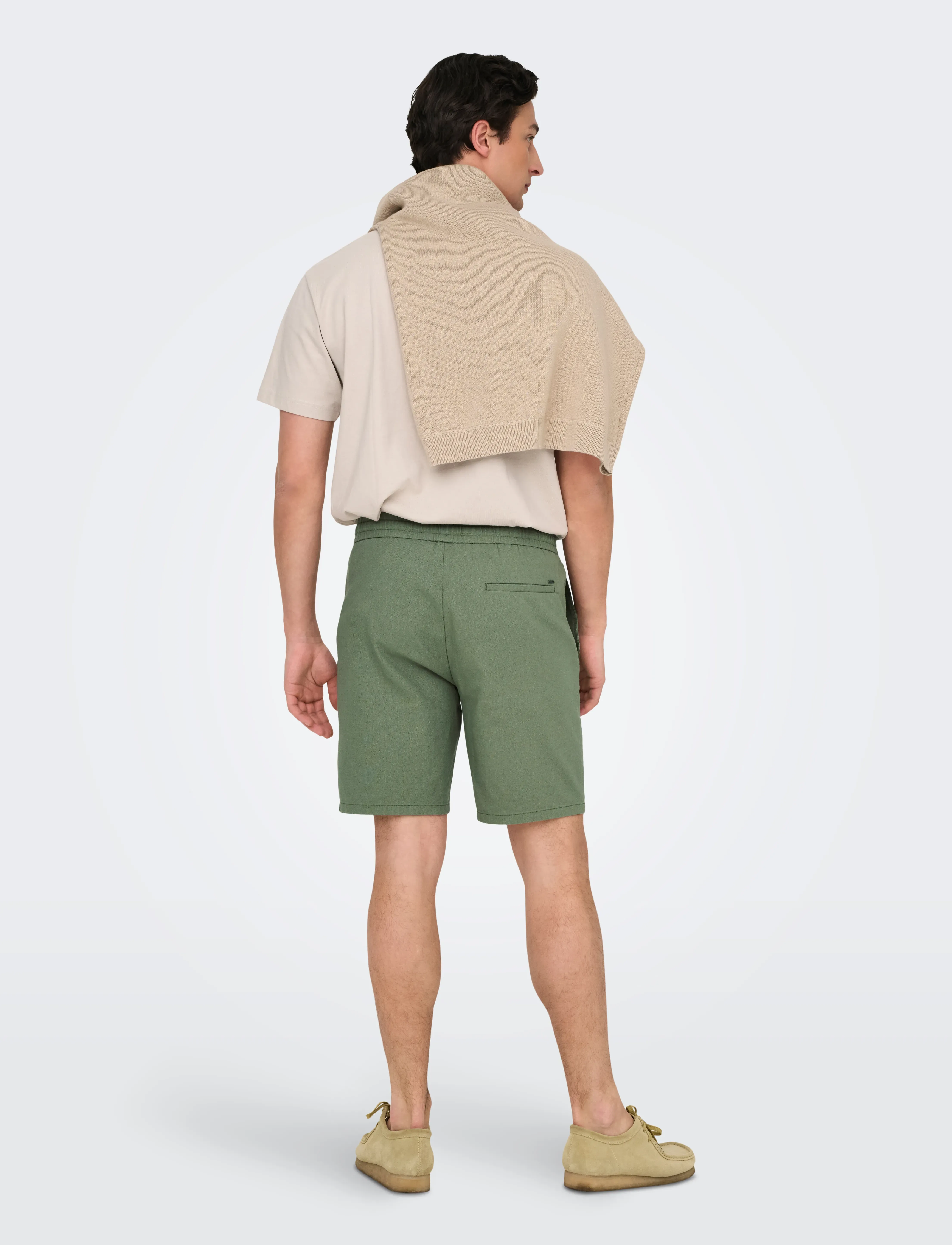 ONLY & SONS - ONSLINUS 0007 COT LIN SHORTS NOOS - linen shorts - sea spray - 3